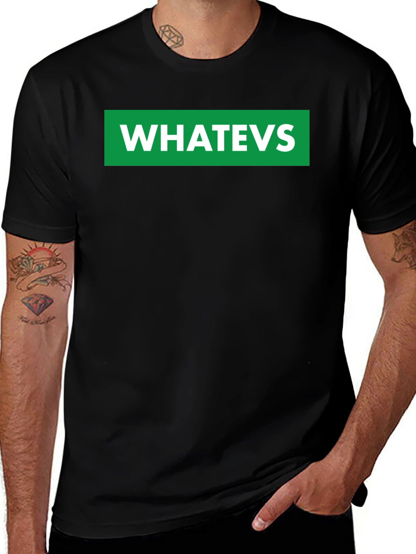 WHATEVS Graphic Tee - Black Crew Neck T-Shirt
