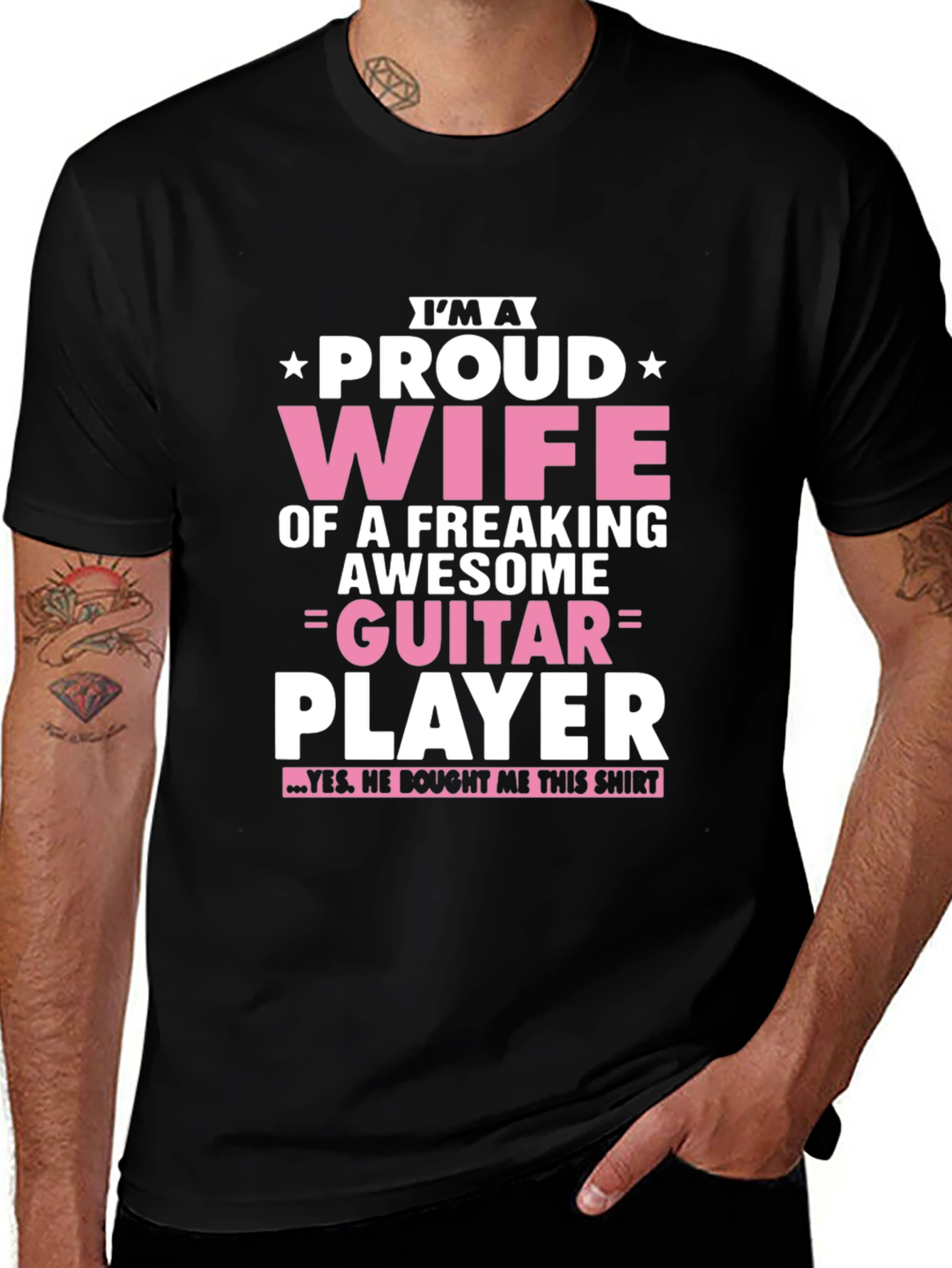 Proud Wife of Guitar Player Black T-Shirt