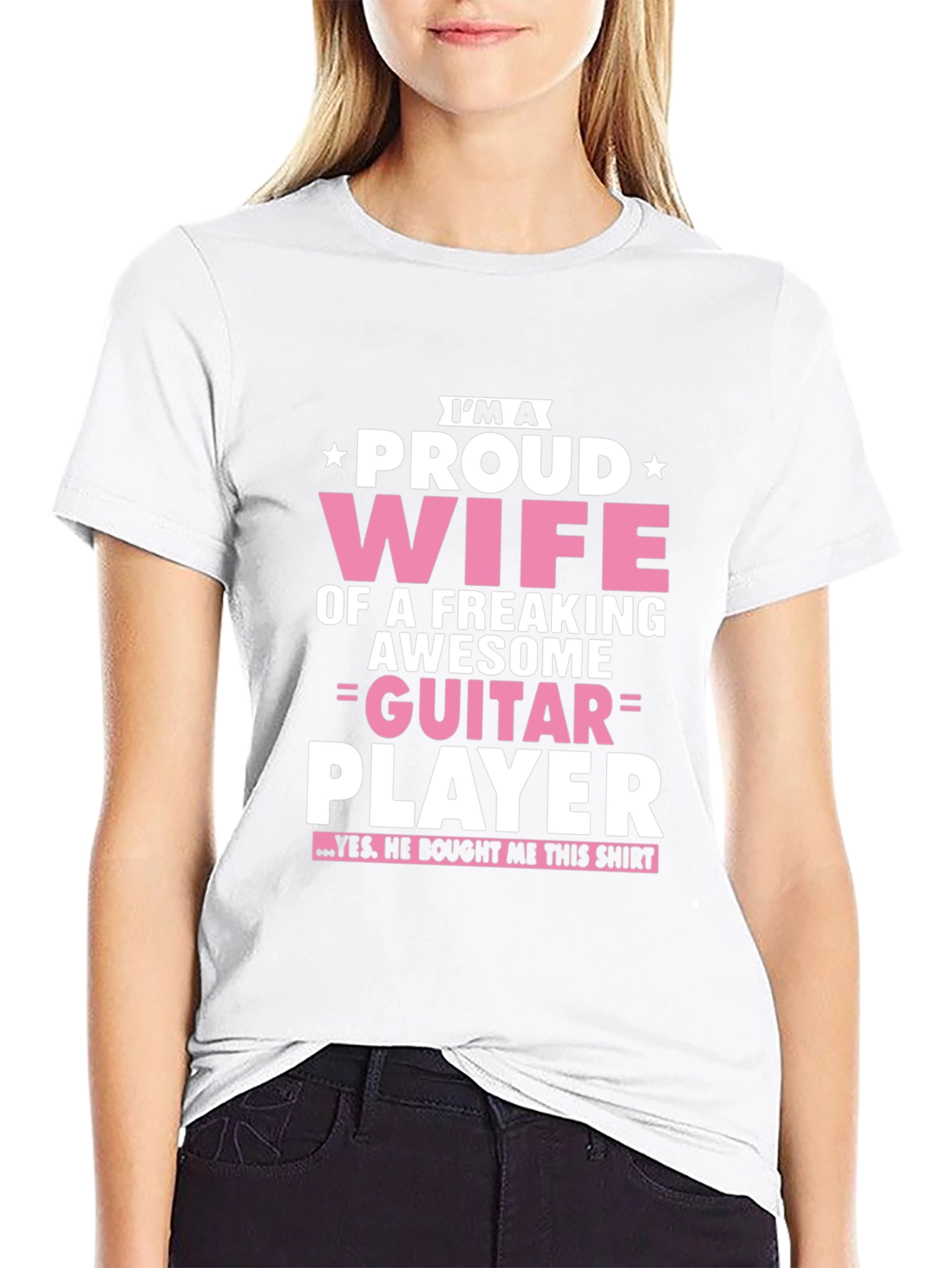 Proud Wife of Guitar Player Black T-Shirt