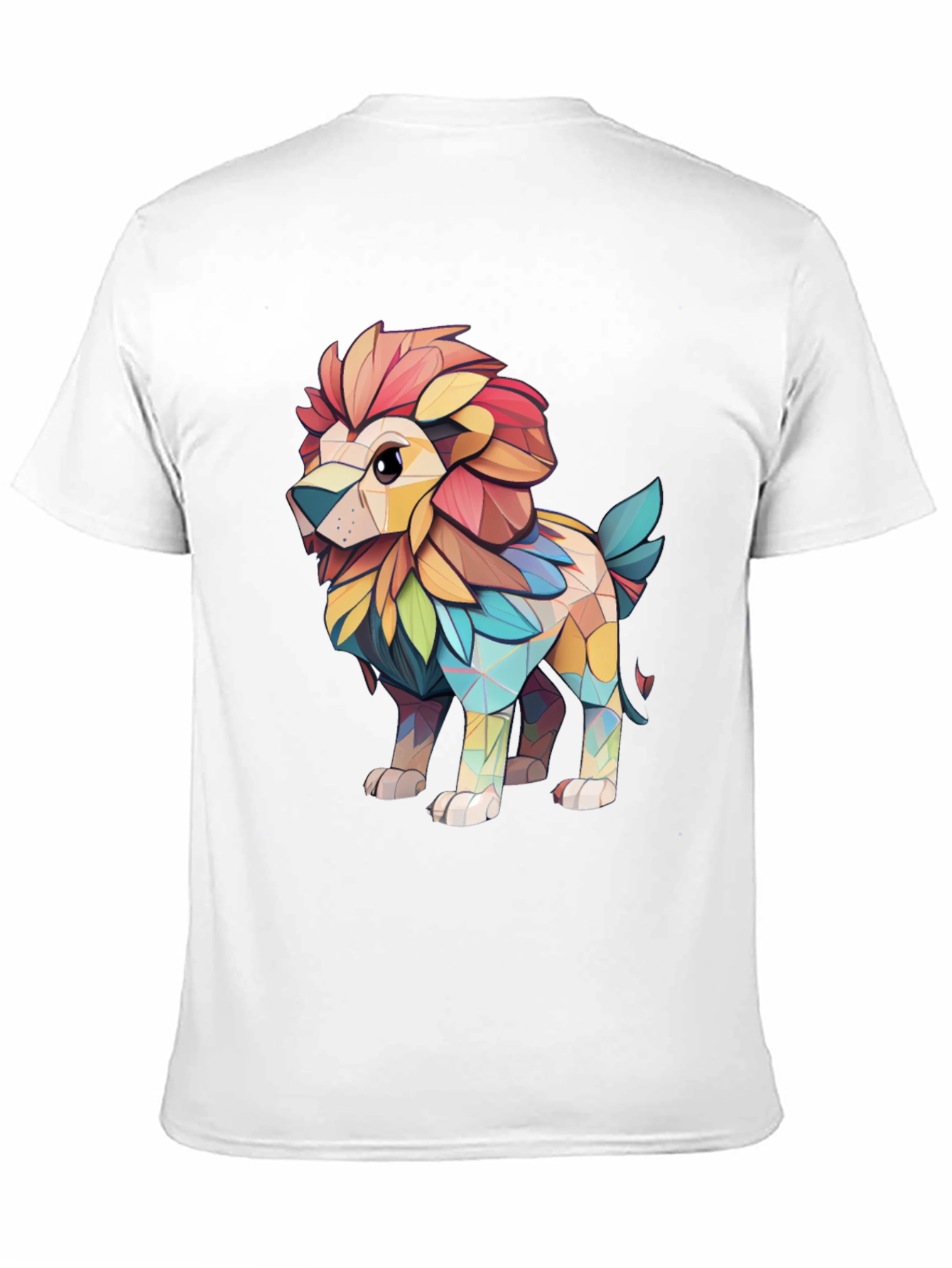 Lion Geometric Art Black T-Shirt