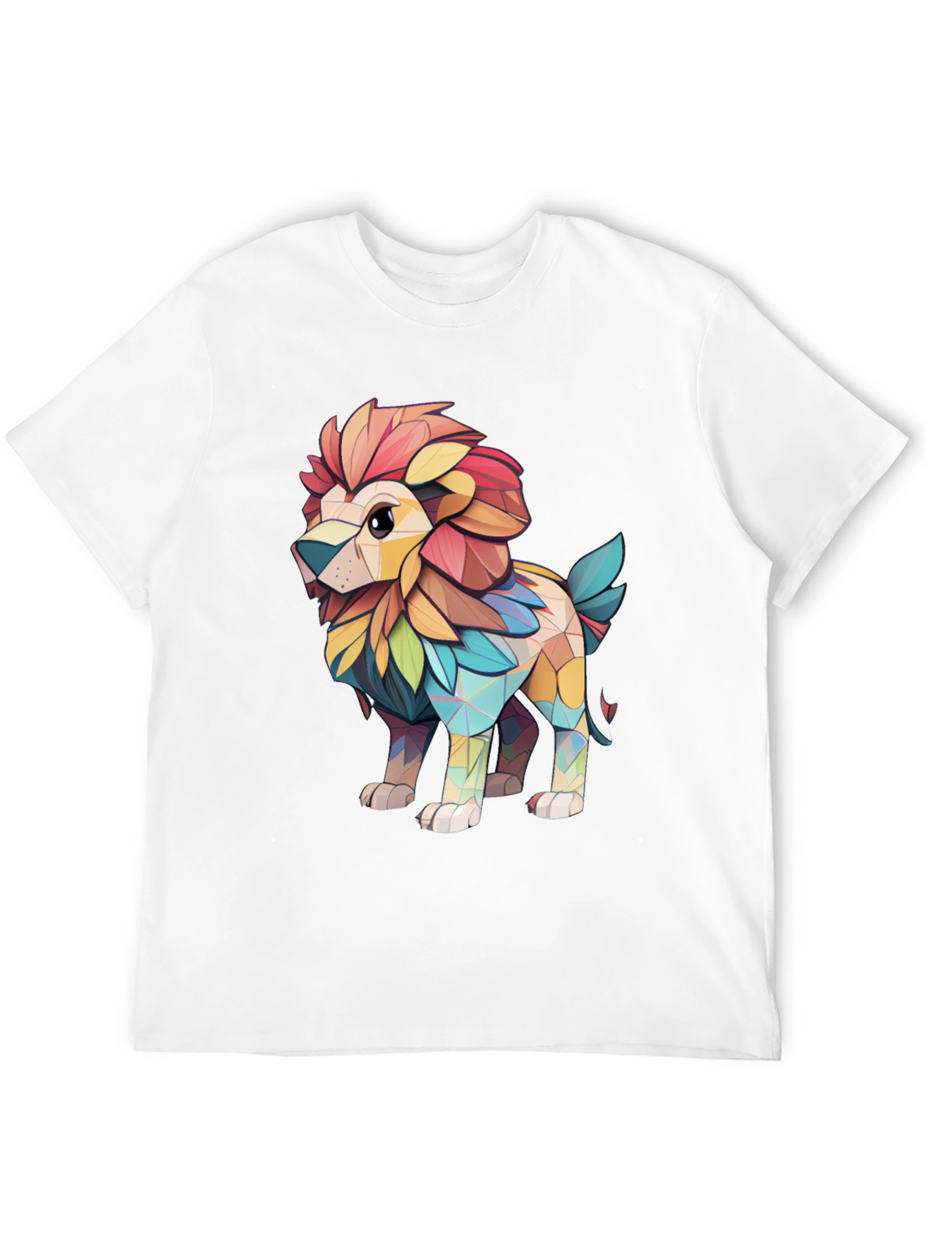 Lion Geometric Art Black T-Shirt