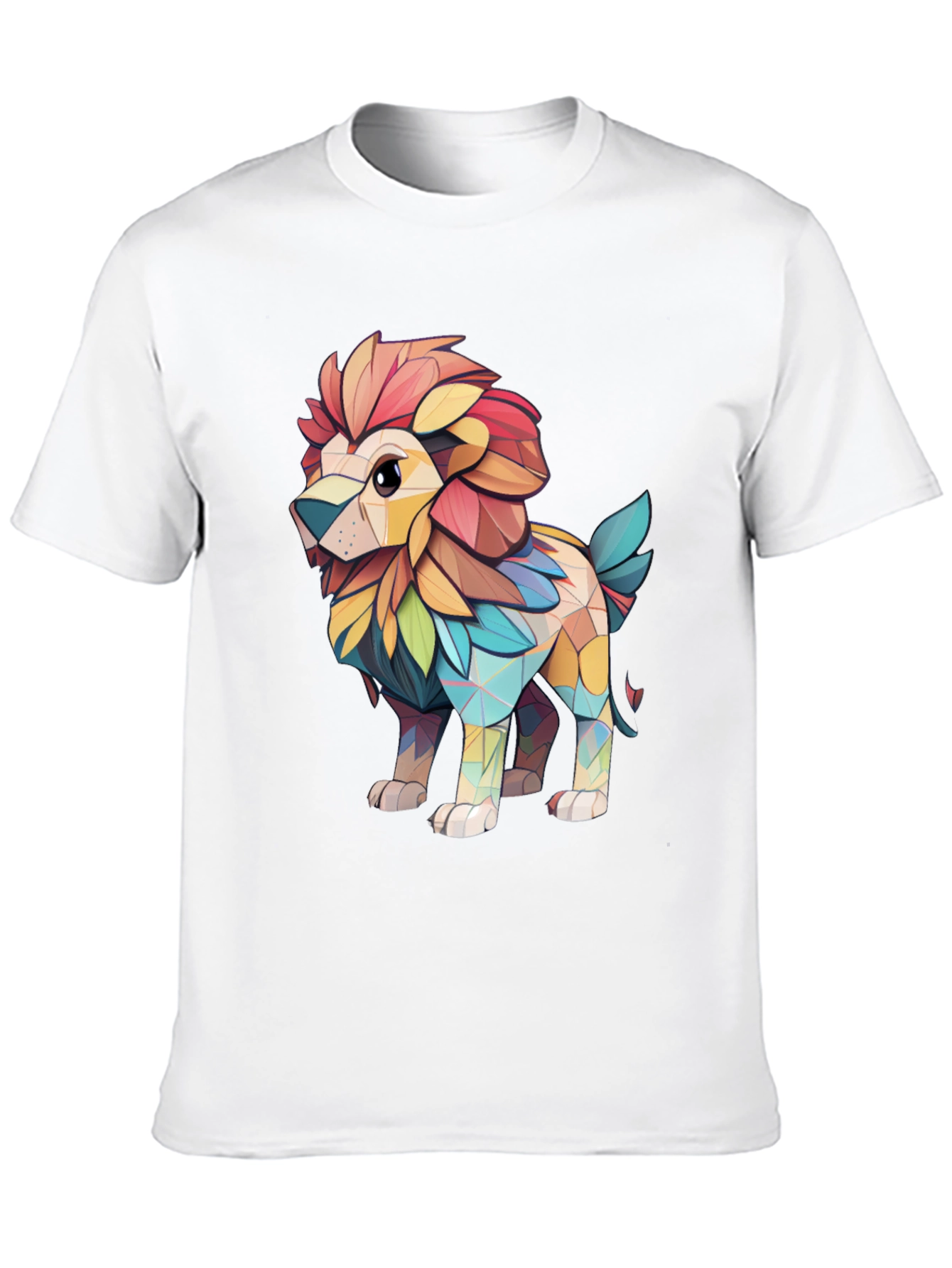 Lion Geometric Art Black T-Shirt