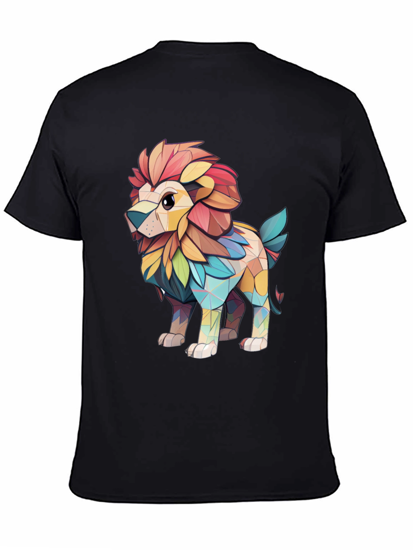 Lion Geometric Art Black T-Shirt
