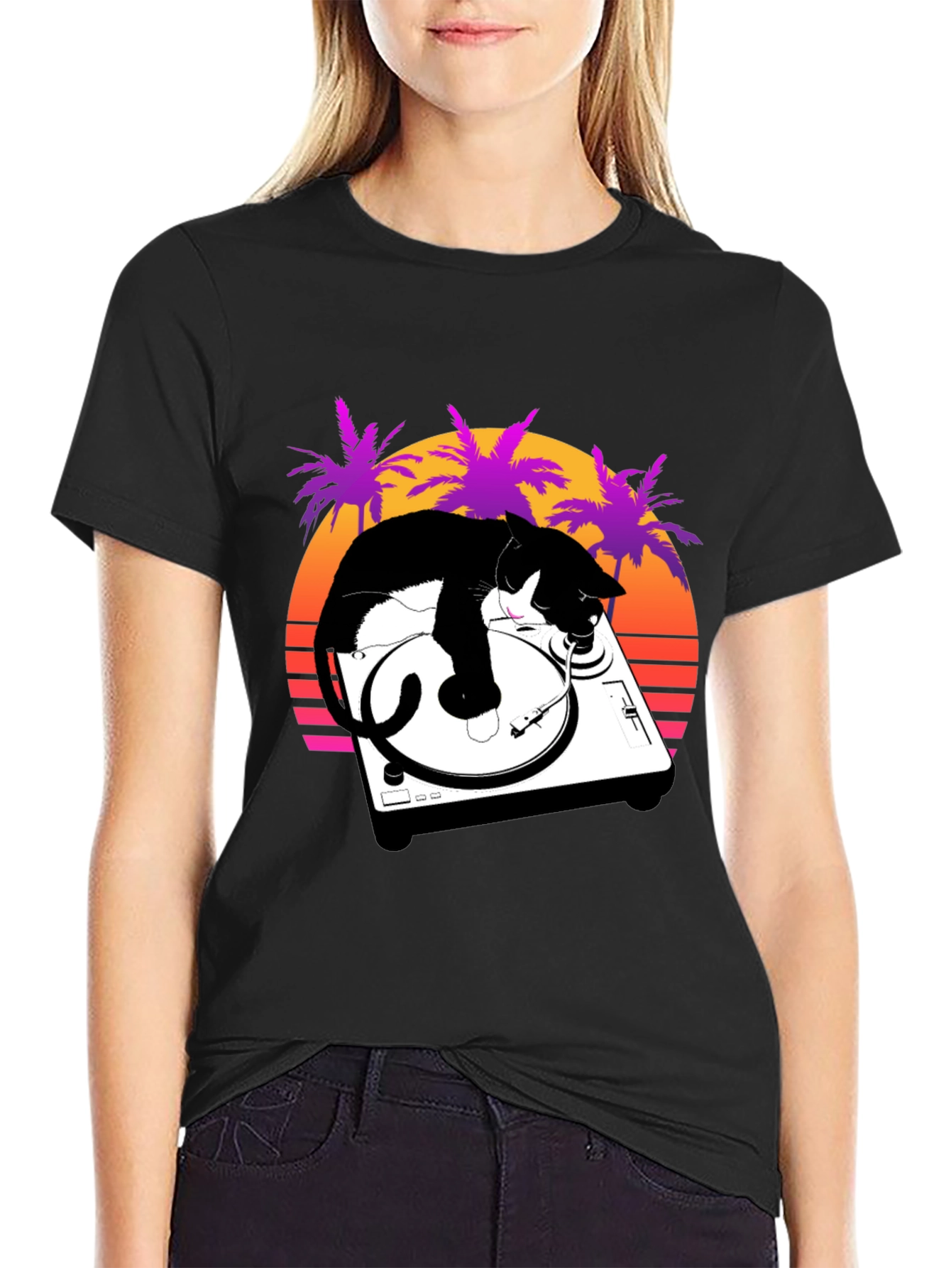 Cool Cat DJ Graphic T-Shirt