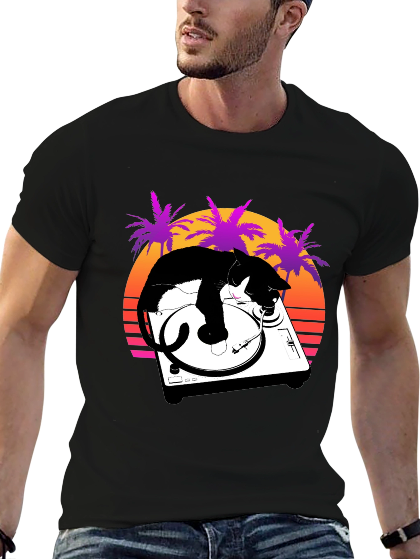 Cool Cat DJ Graphic T-Shirt