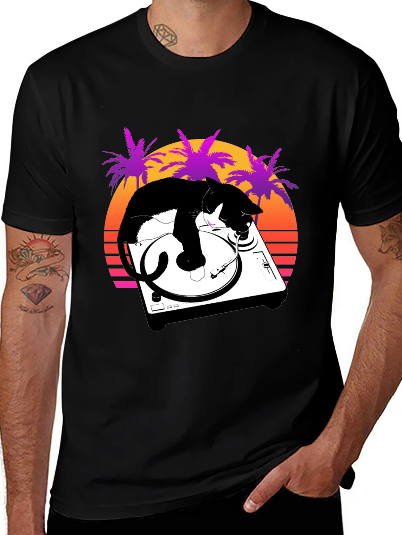 Cool Cat DJ Graphic T-Shirt