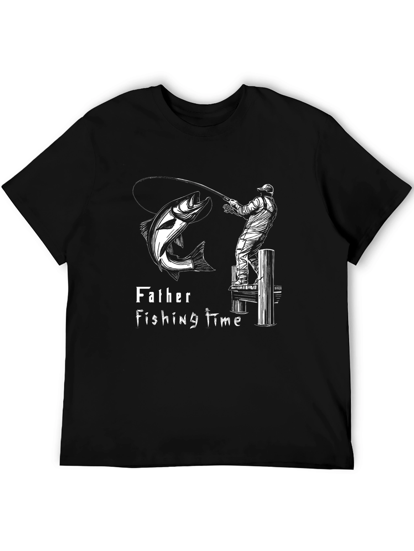 Father Fishing Time Graphic T-Shirt - Angler Dad Tee