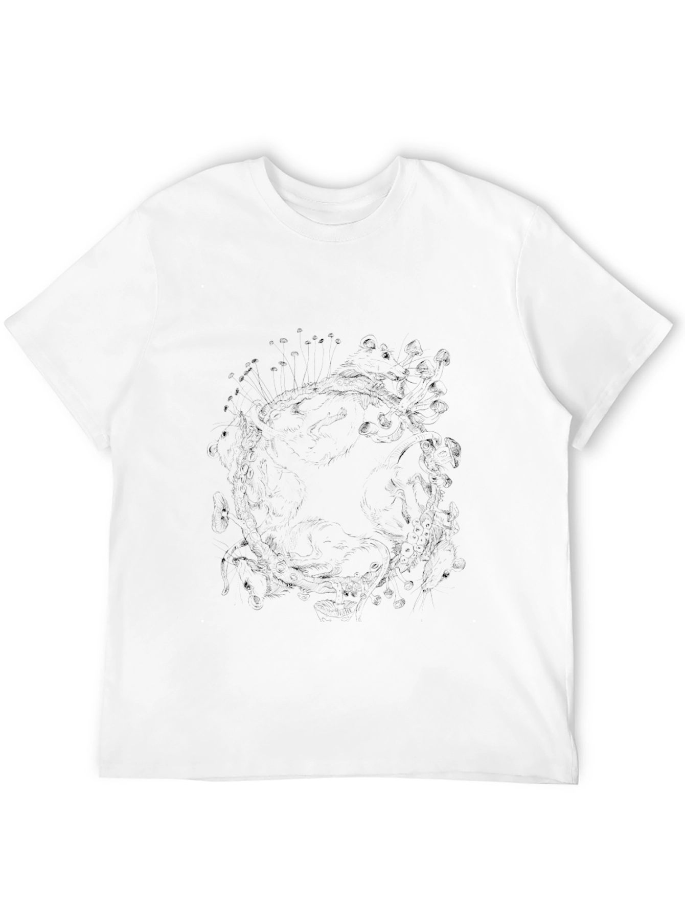 Mens Black Graphic Print Crew Neck T-Shirt