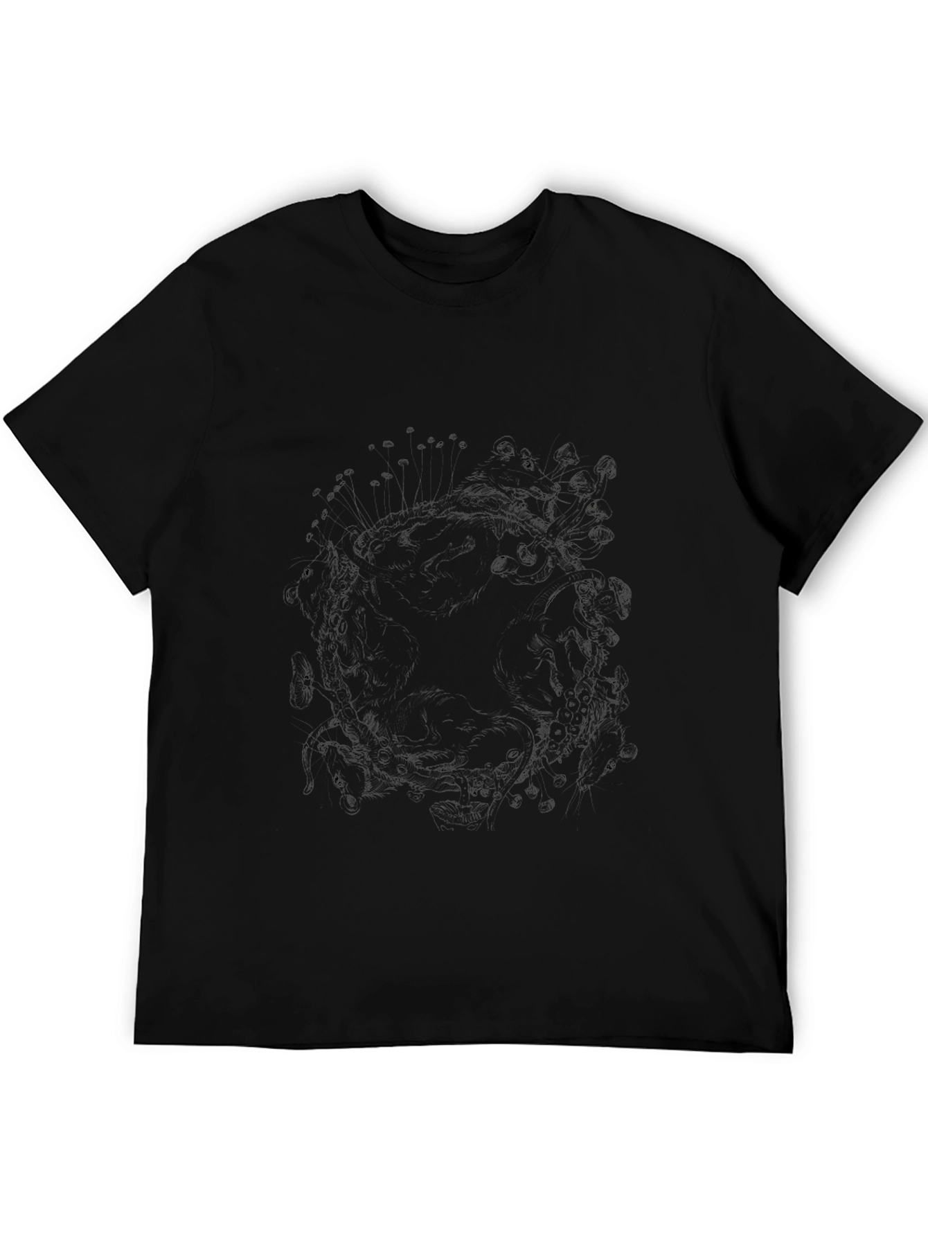 Mens Black Graphic Print Crew Neck T-Shirt