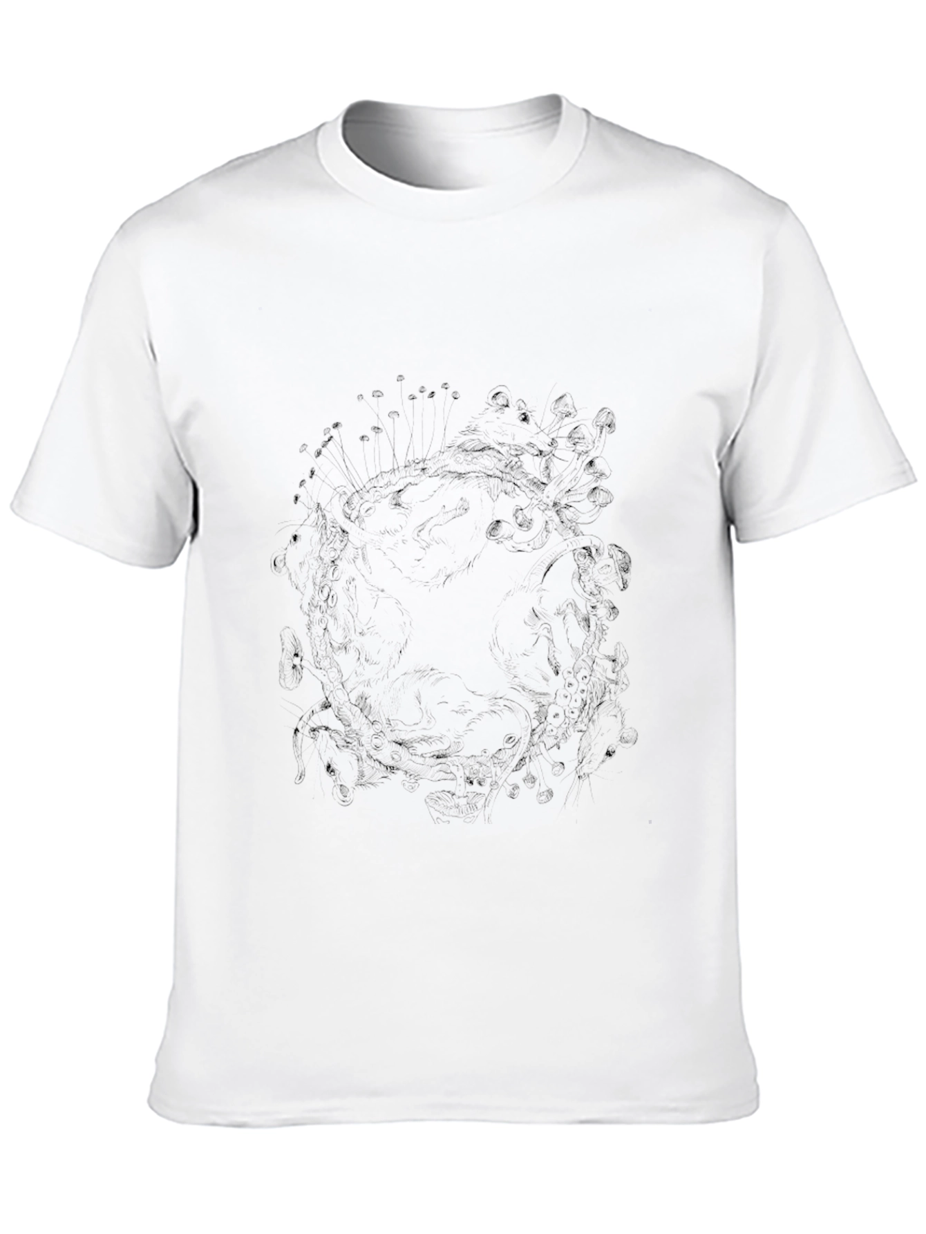 Mens Black Graphic Print Crew Neck T-Shirt