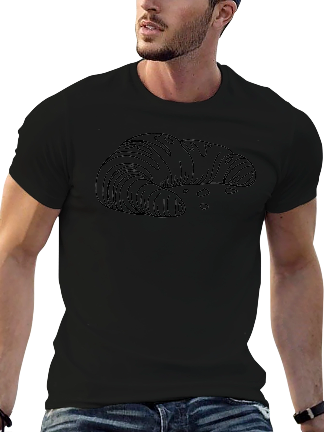 Croissant Graphic Tee - Black Casual T-Shirt