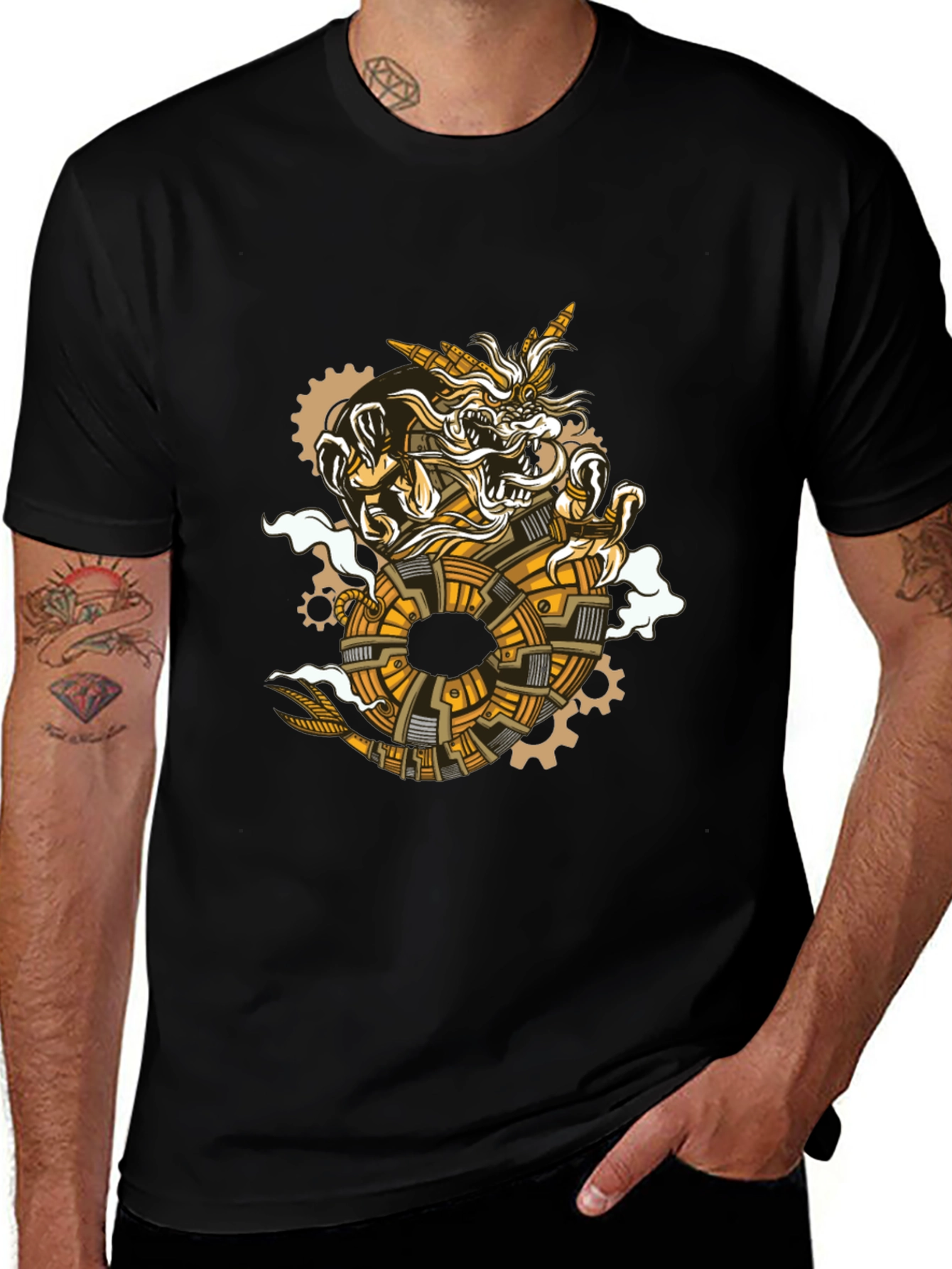 Steampunk Dragon Graphic Tee - Unique Design
