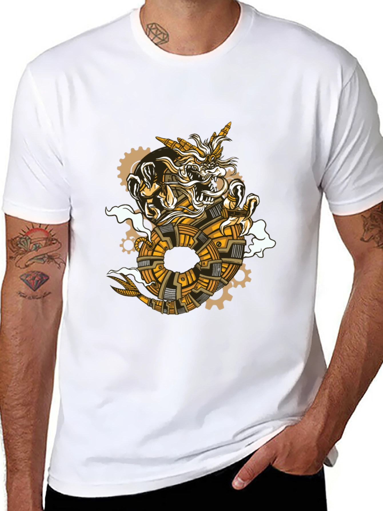Steampunk Dragon Graphic Tee - Unique Design