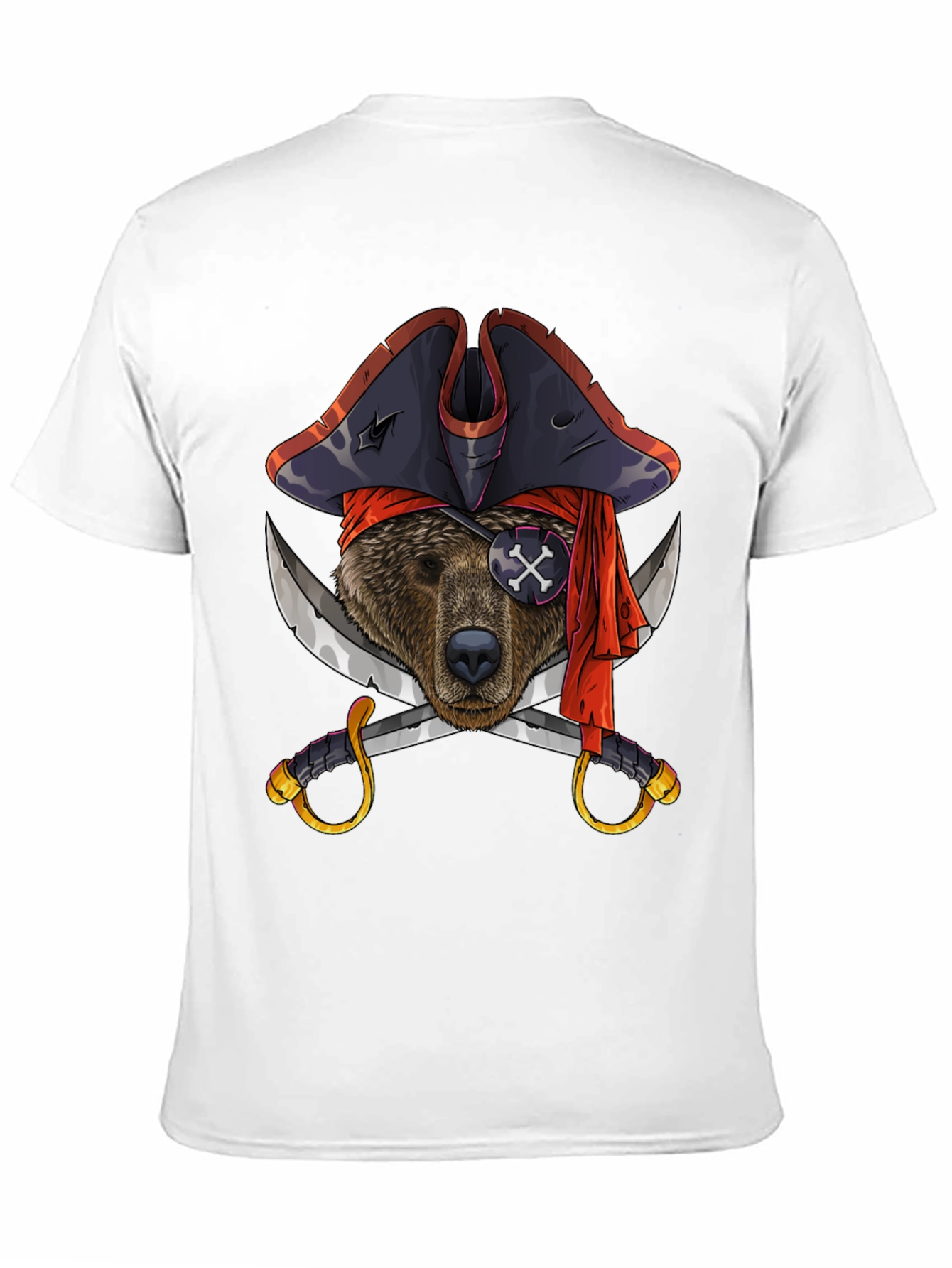 Pirate Bear Graphic Tee - Black Cotton T-Shirt