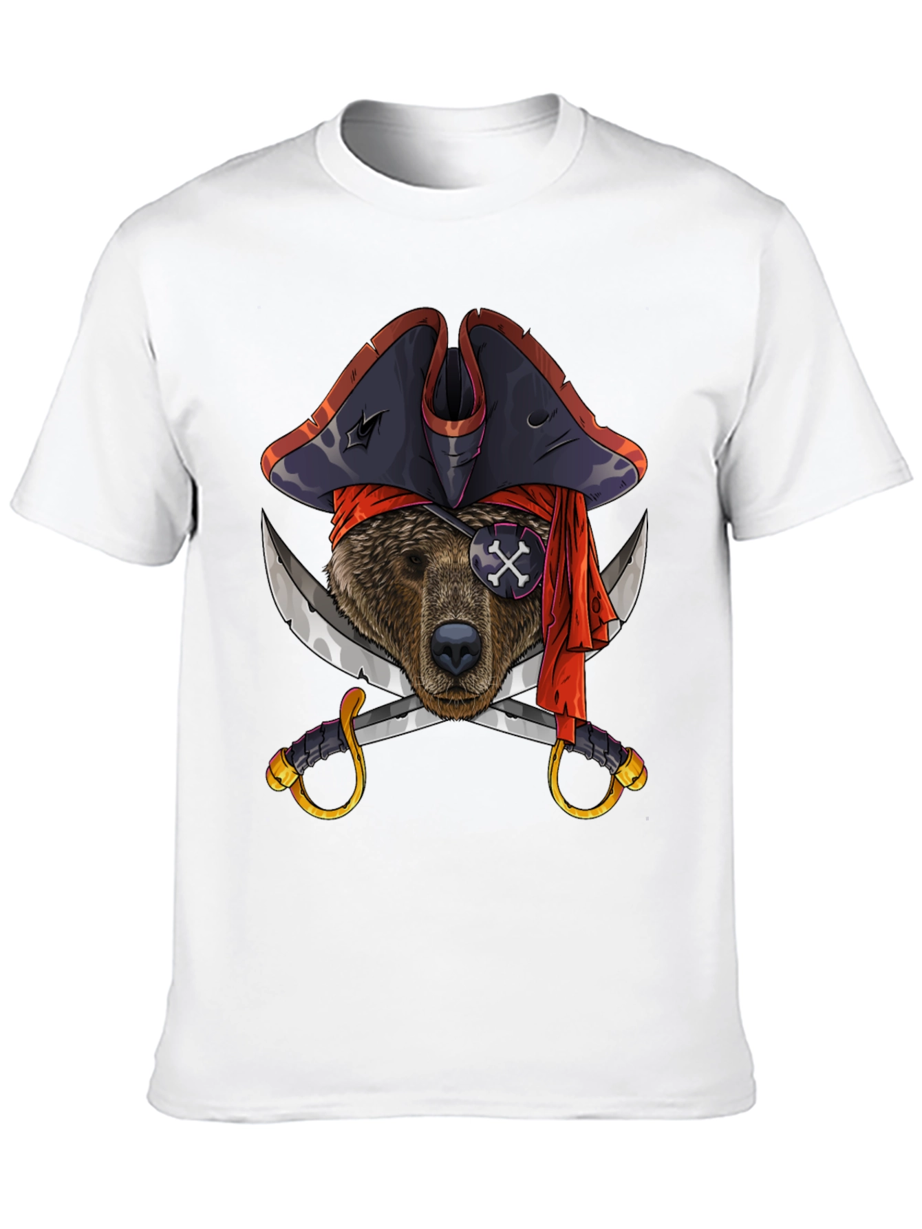 Pirate Bear Graphic Tee - Black Cotton T-Shirt