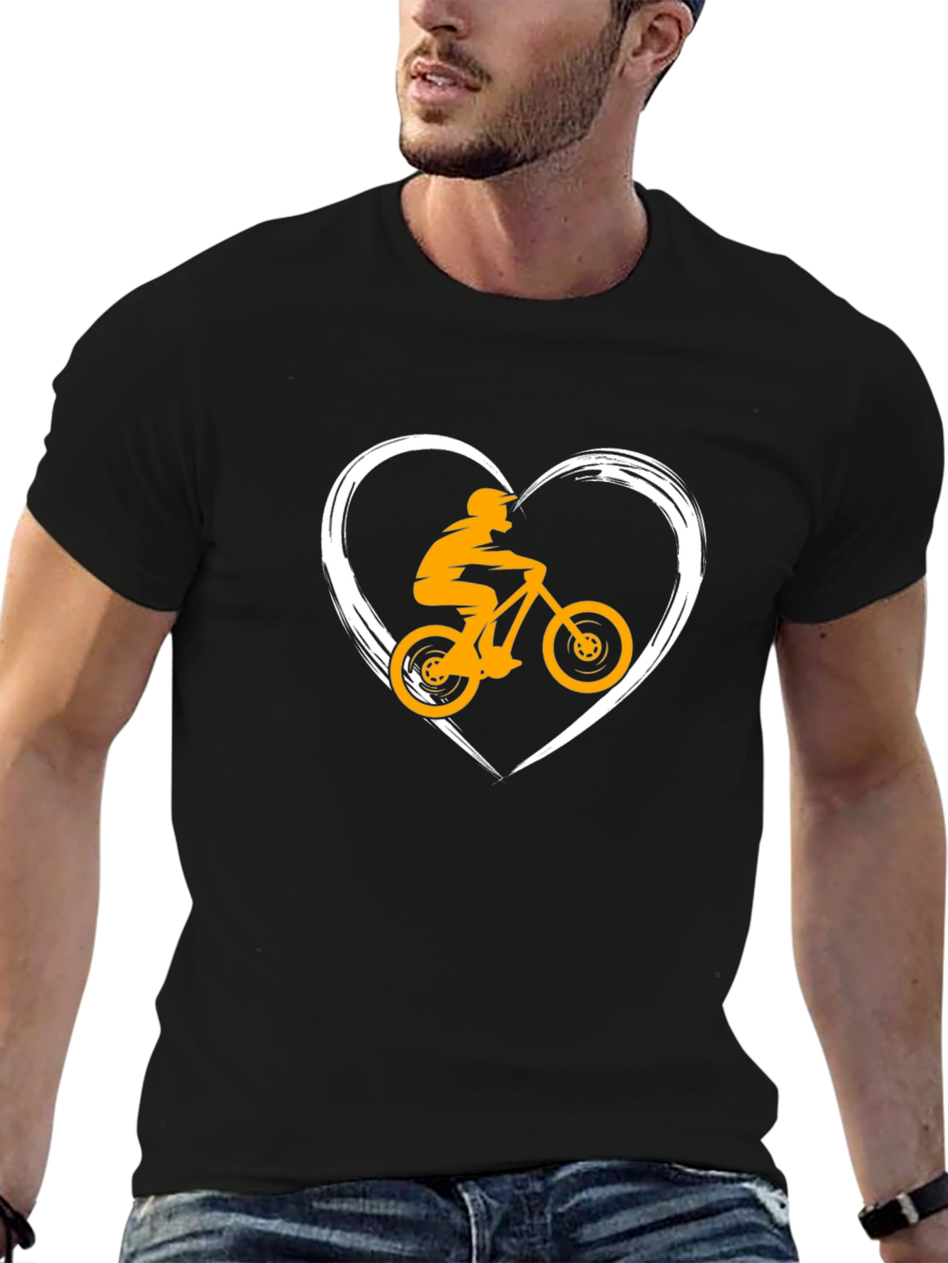 Mountain Bike Heart T-Shirt - Black