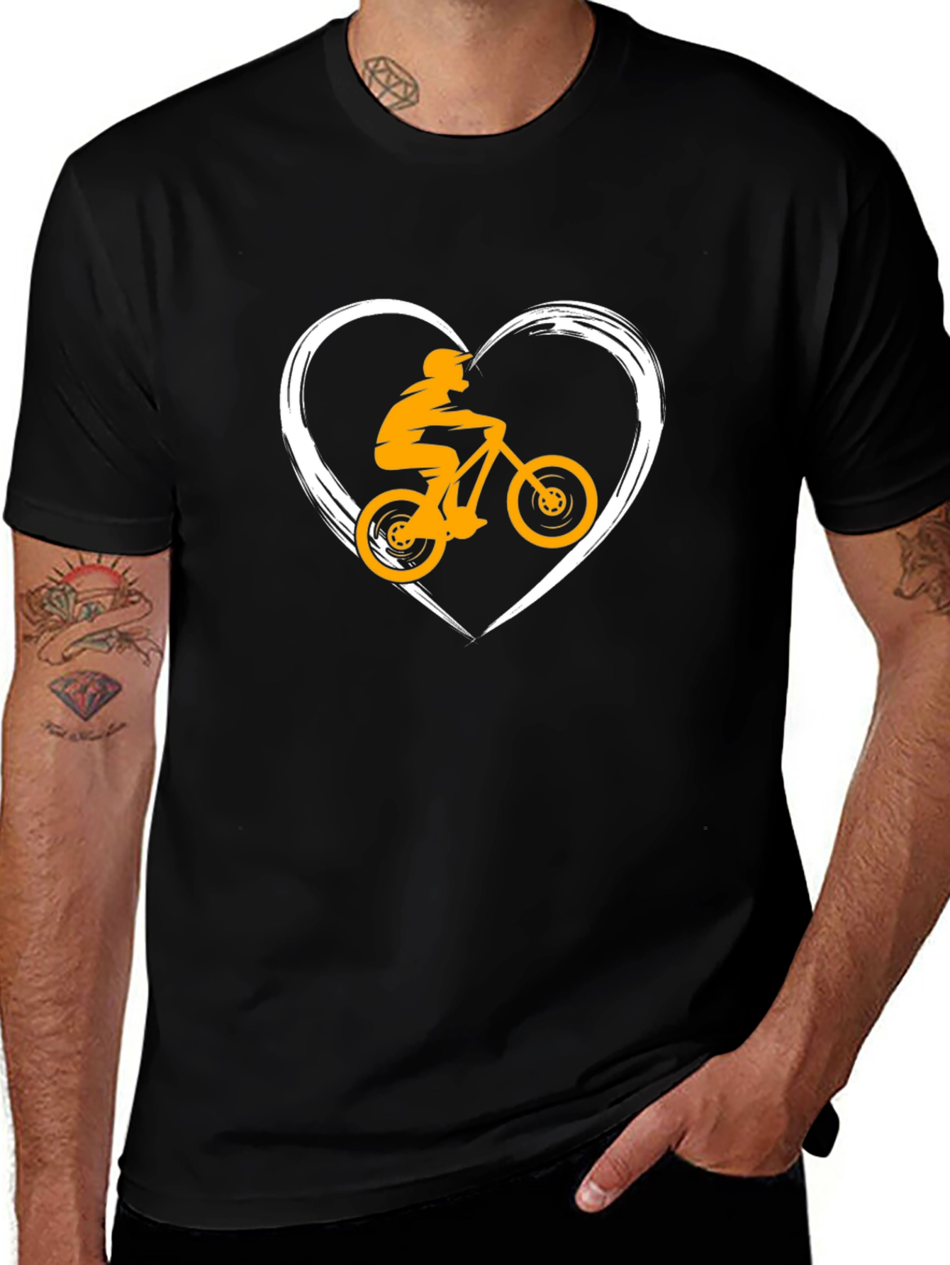 Mountain Bike Heart T-Shirt - Black