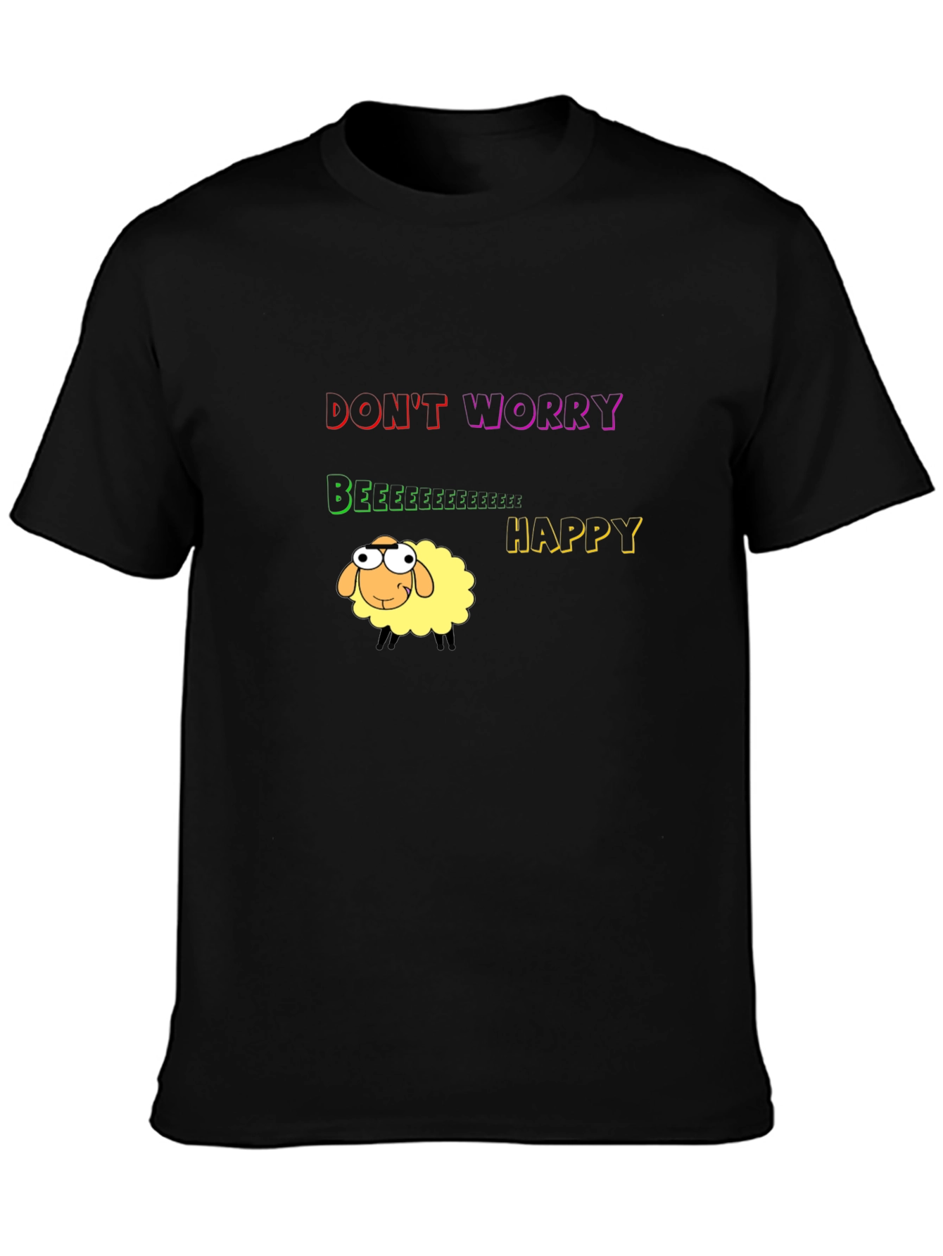 Dont Worry Be Happy Sheep Graphic T-Shirt