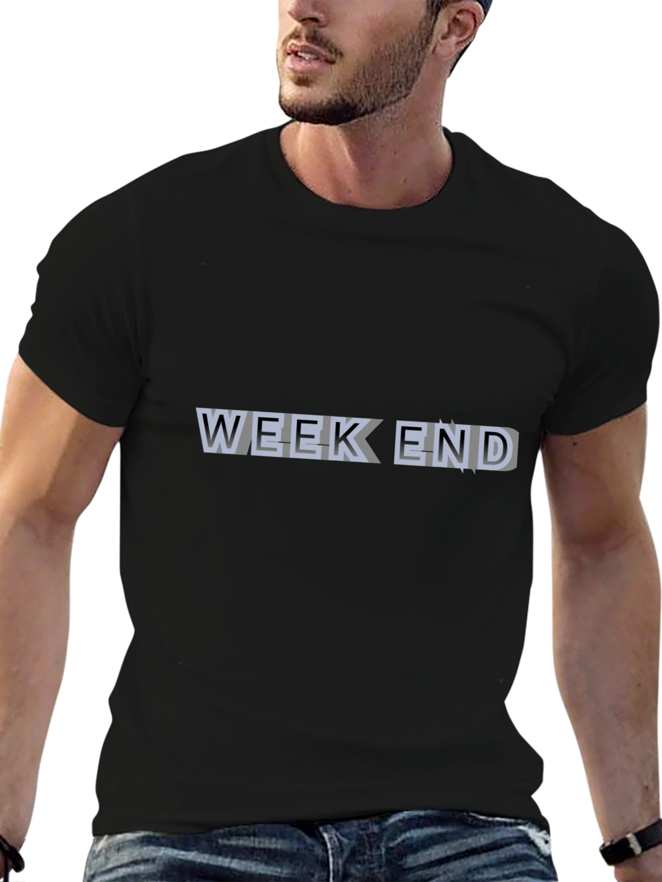Weekend Graphic Print Black T-Shirt