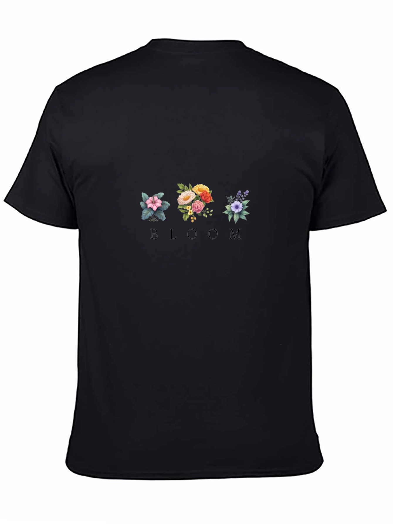 Floral Bloom Graphic Black T-Shirt