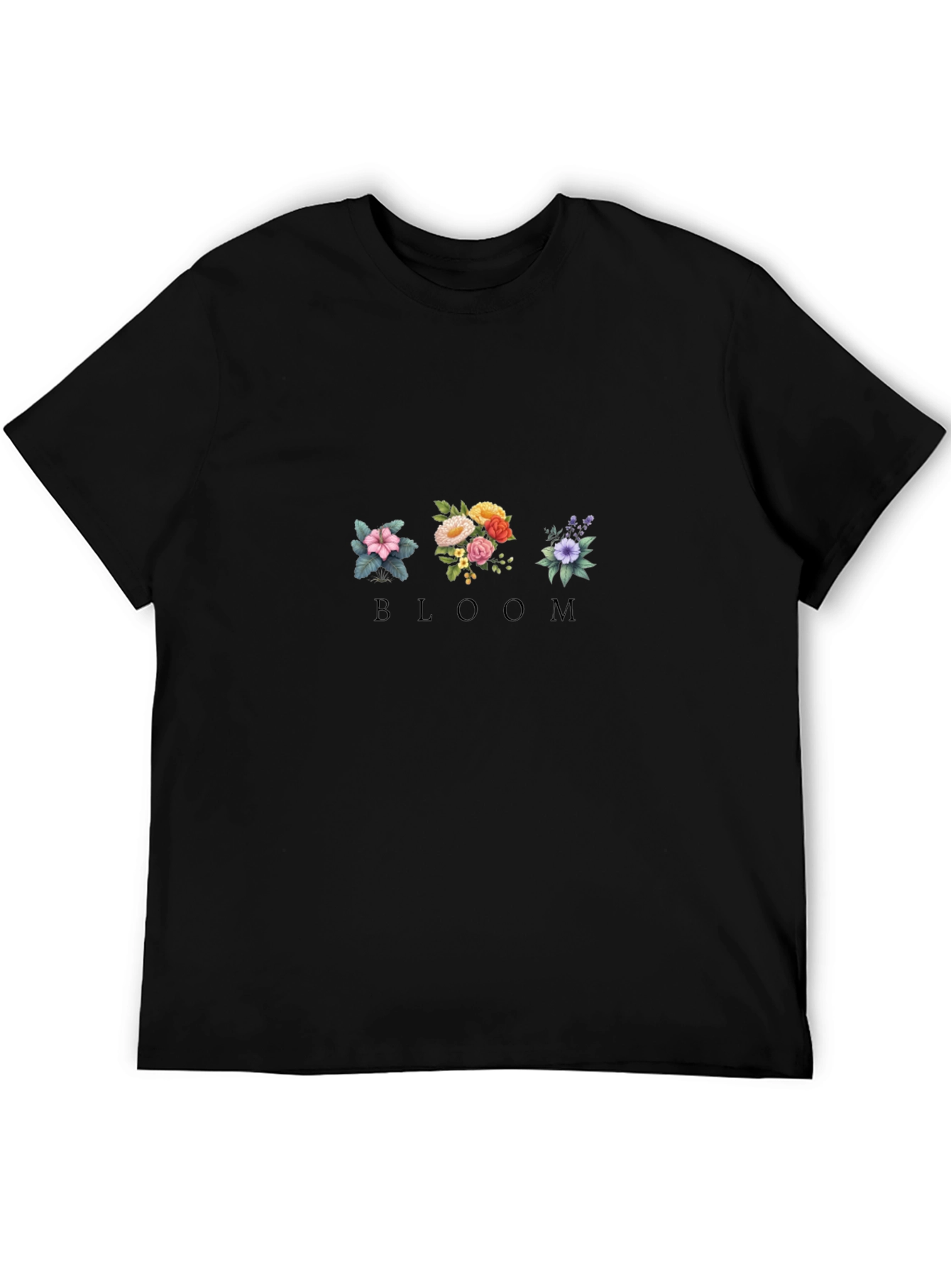 Floral Bloom Graphic Black T-Shirt