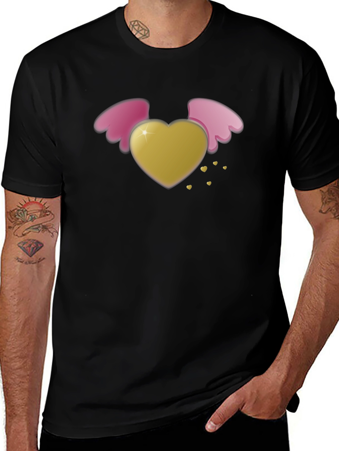Heart with Wings Black T-Shirt