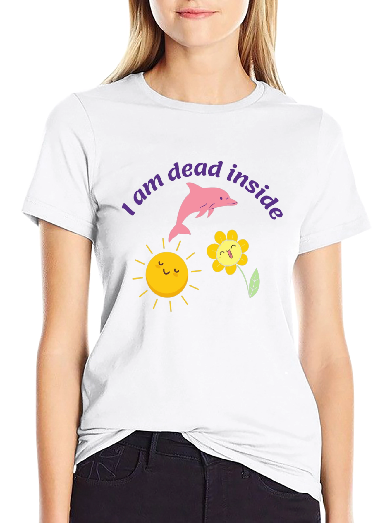 Dead Inside Dolphin Graphic Tee - Trendy Unisex T-Shirt