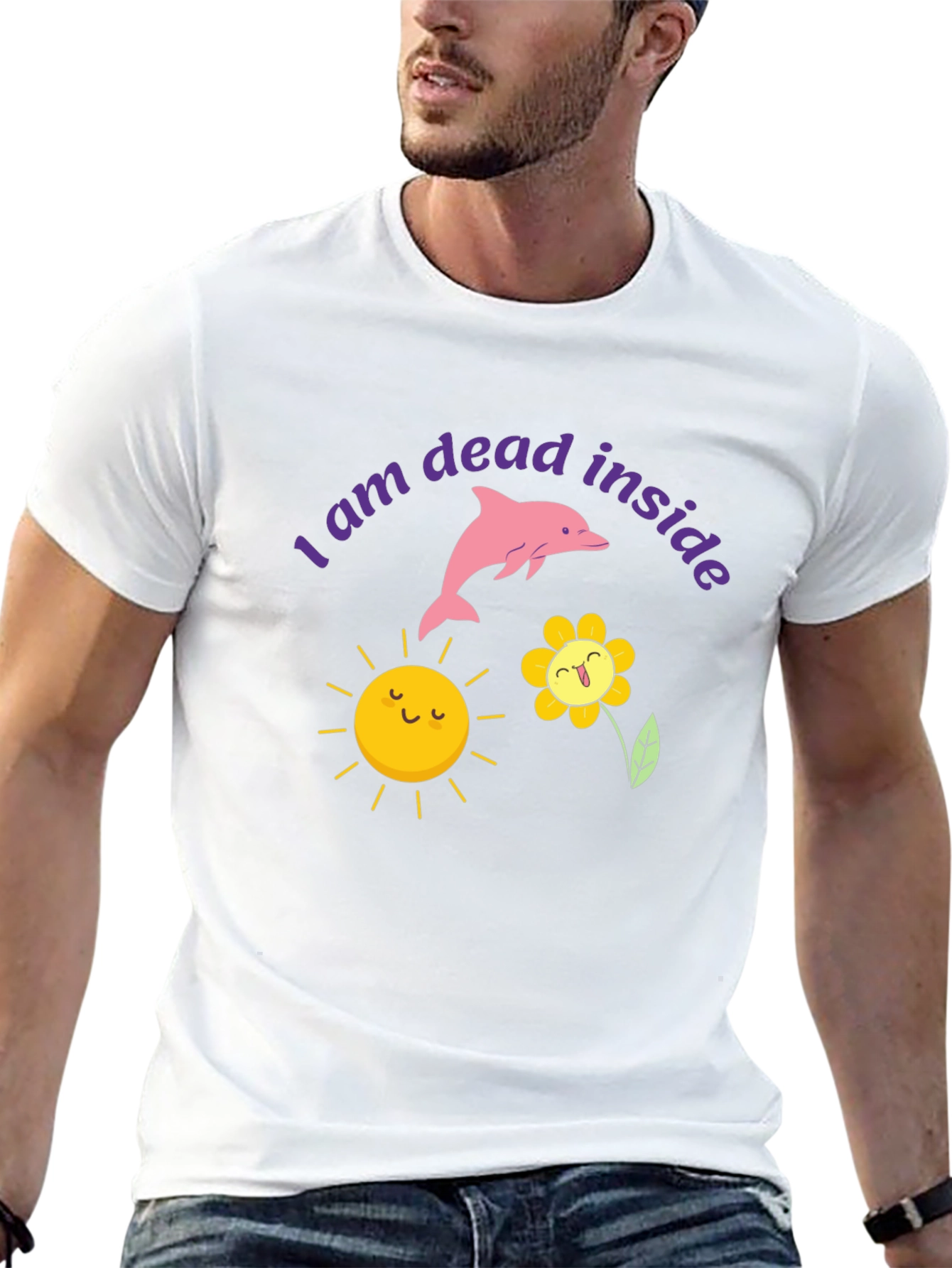 Dead Inside Dolphin Graphic Tee - Trendy Unisex T-Shirt