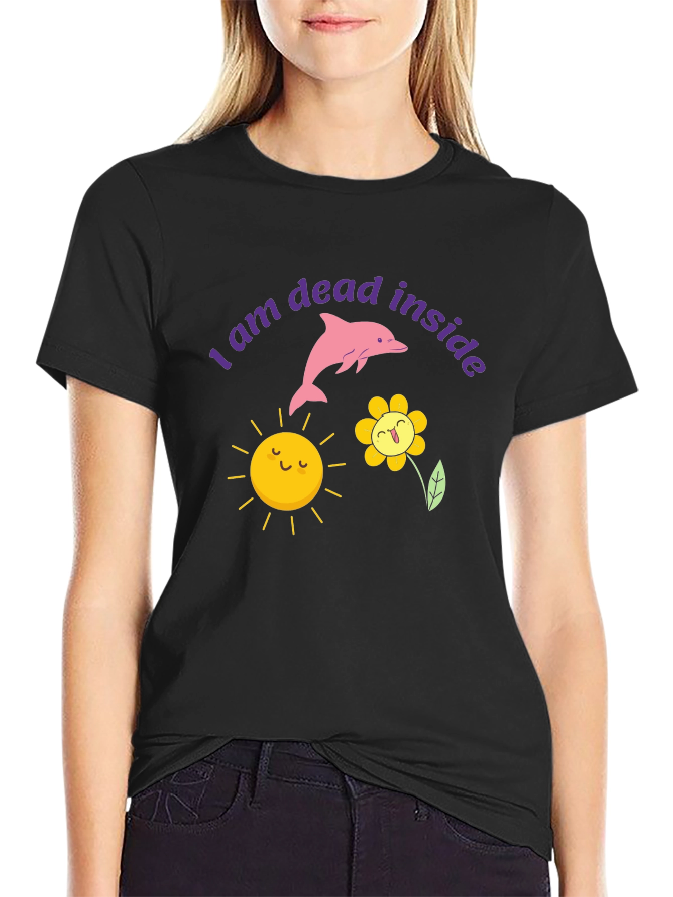 Dead Inside Dolphin Graphic Tee - Trendy Unisex T-Shirt