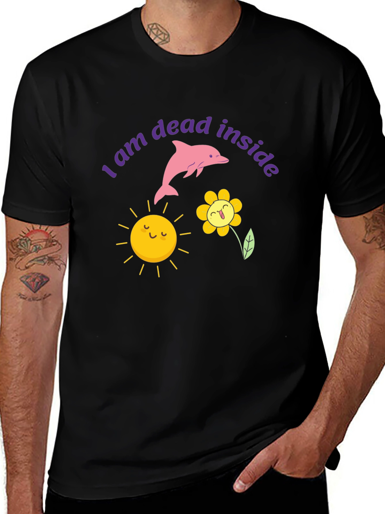 Dead Inside Dolphin Graphic Tee - Trendy Unisex T-Shirt
