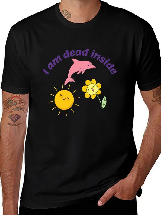 Dead Inside Dolphin Graphic Tee - Trendy Unisex T-Shirt