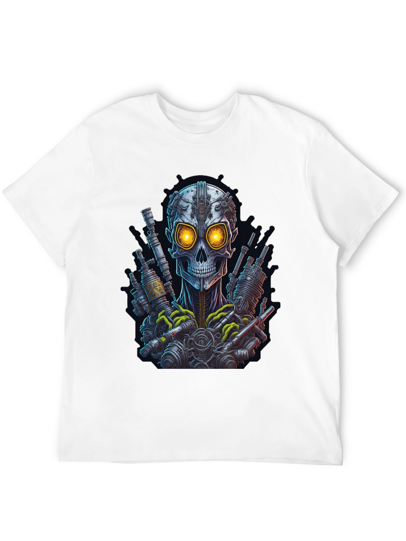 Steampunk Skull Graphic Tee - Edgy Robot Design