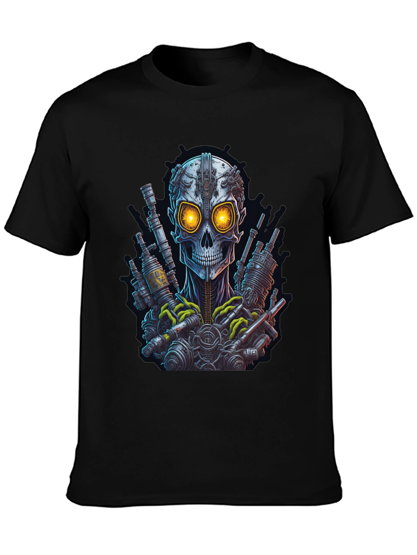 Steampunk Skull Graphic Tee - Edgy Robot Design
