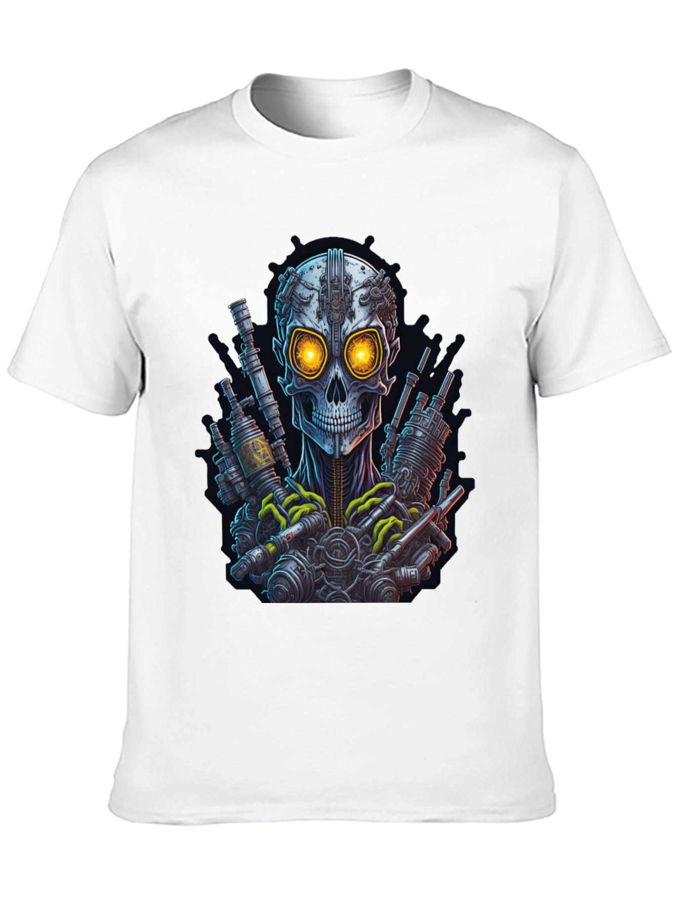 Steampunk Skull Graphic Tee - Edgy Robot Design