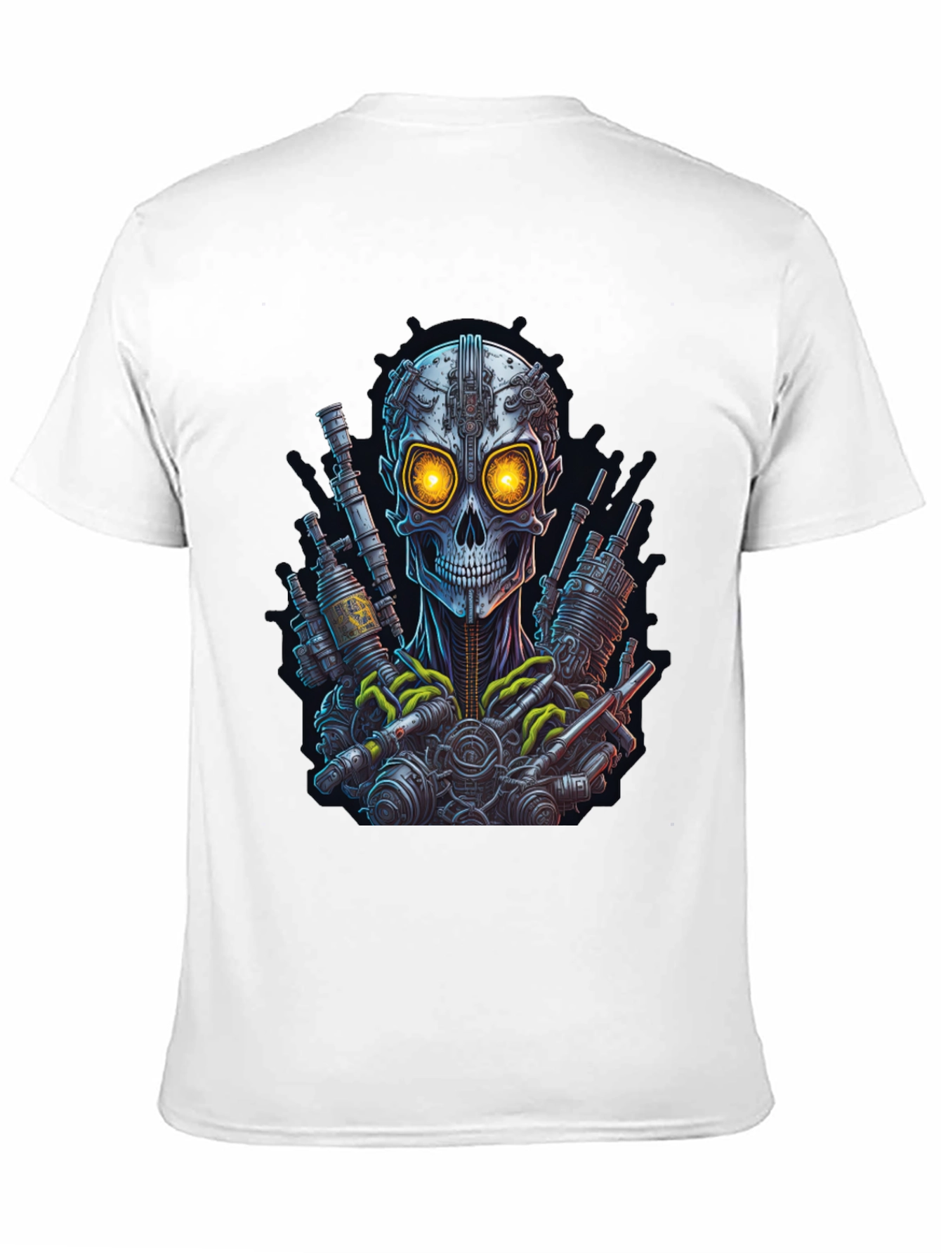 Steampunk Skull Graphic Tee - Edgy Robot Design