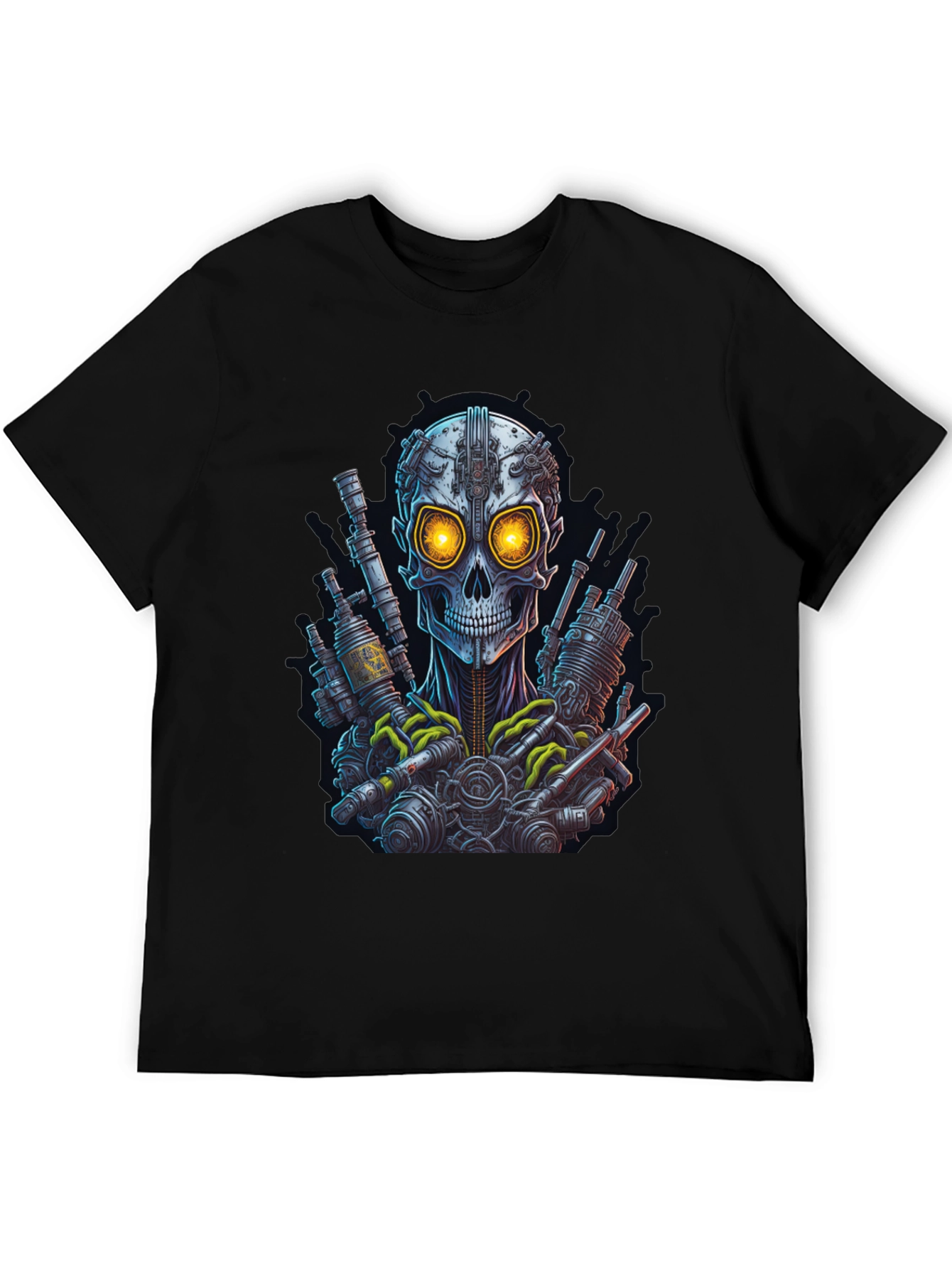 Steampunk Skull Graphic Tee - Edgy Robot Design
