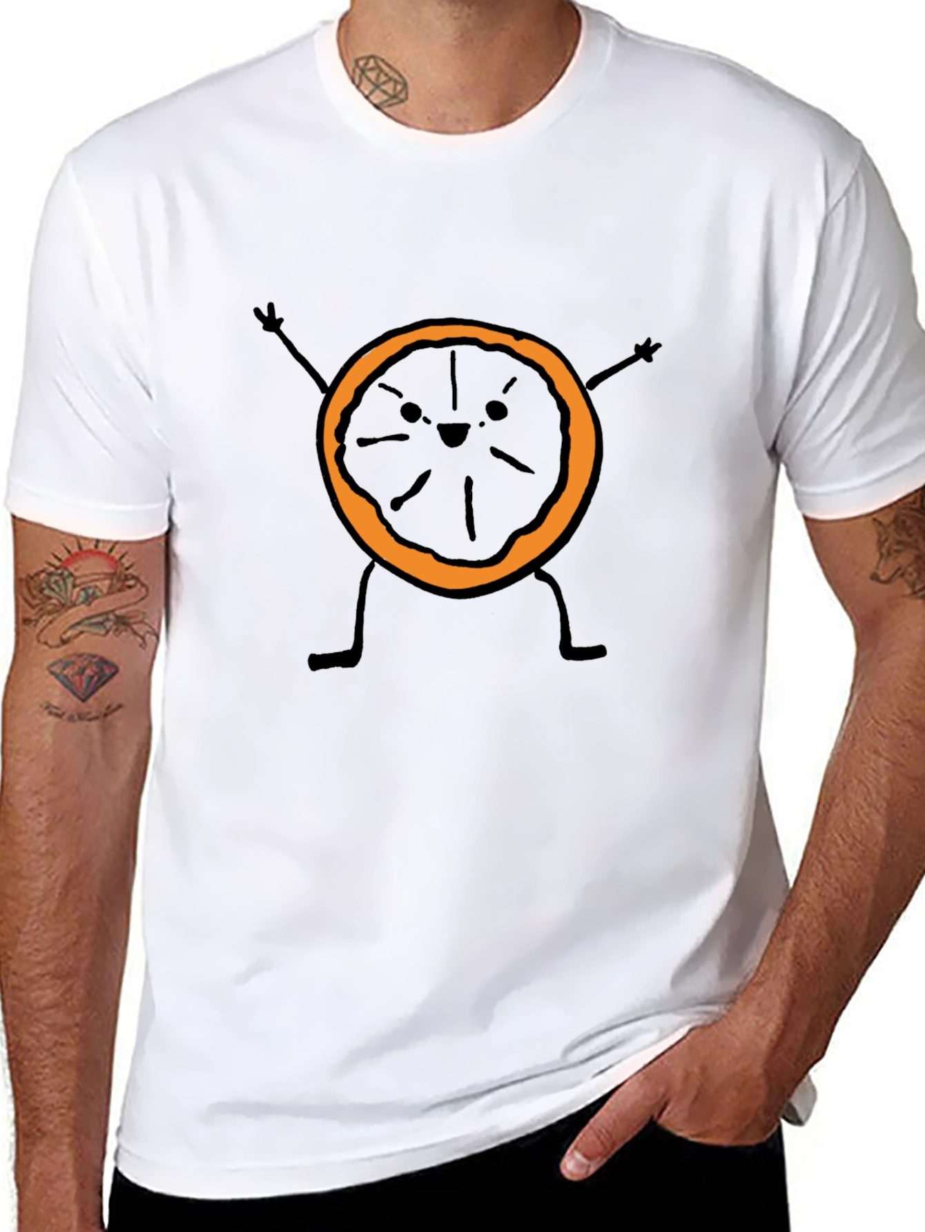 Funny Orange Slice Graphic Tee - Black