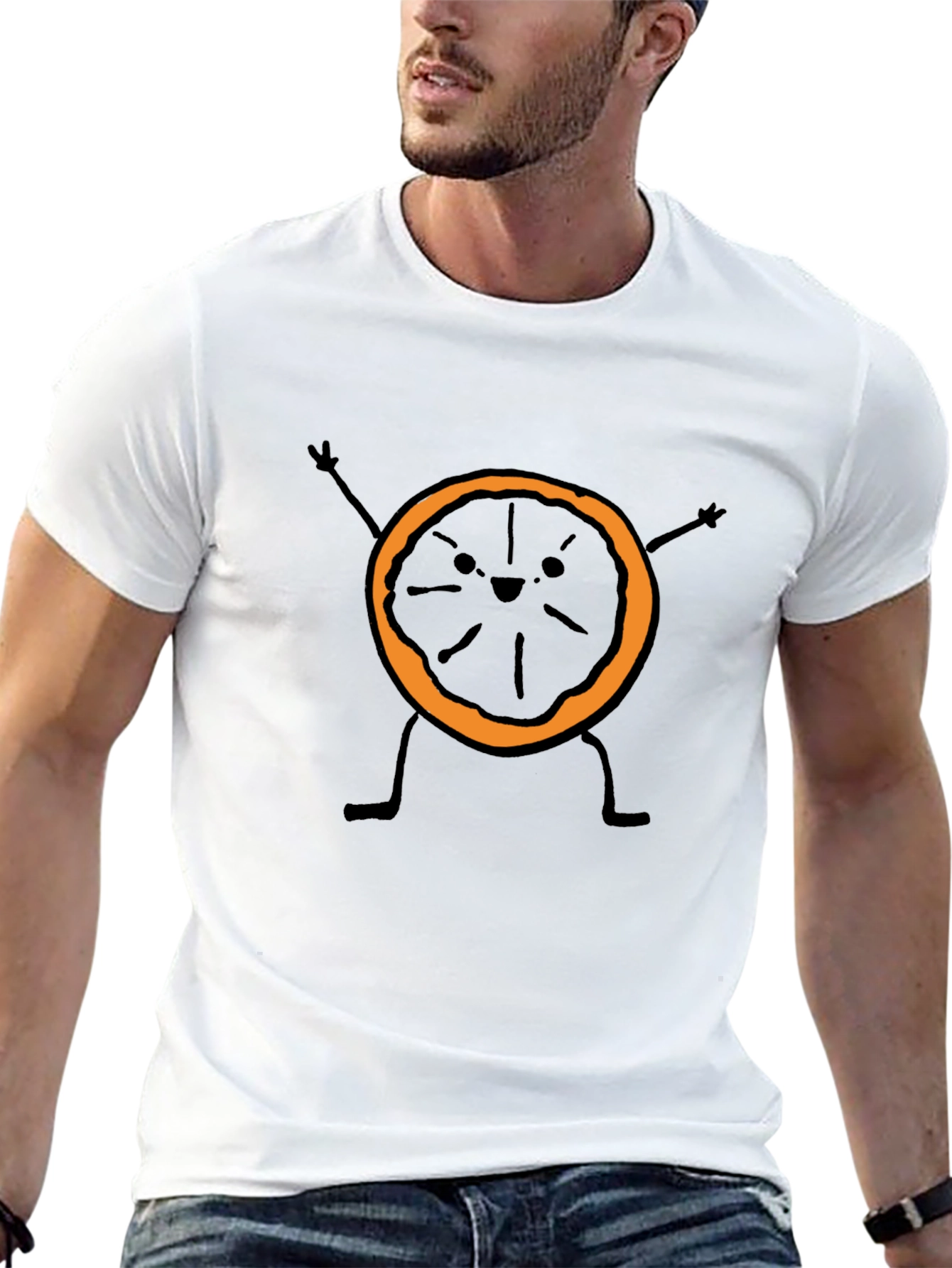 Funny Orange Slice Graphic Tee - Black