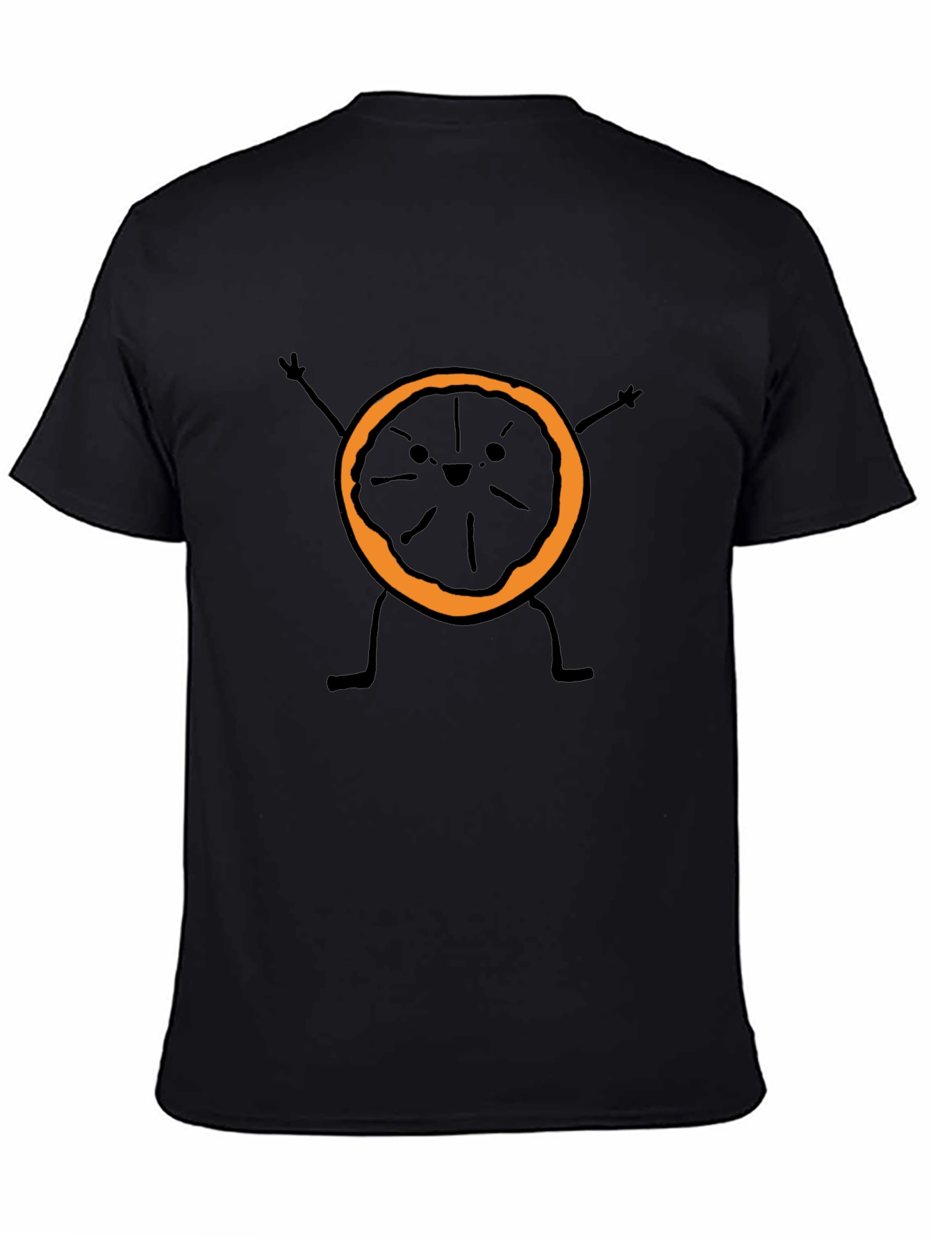 Funny Orange Slice Graphic Tee - Black