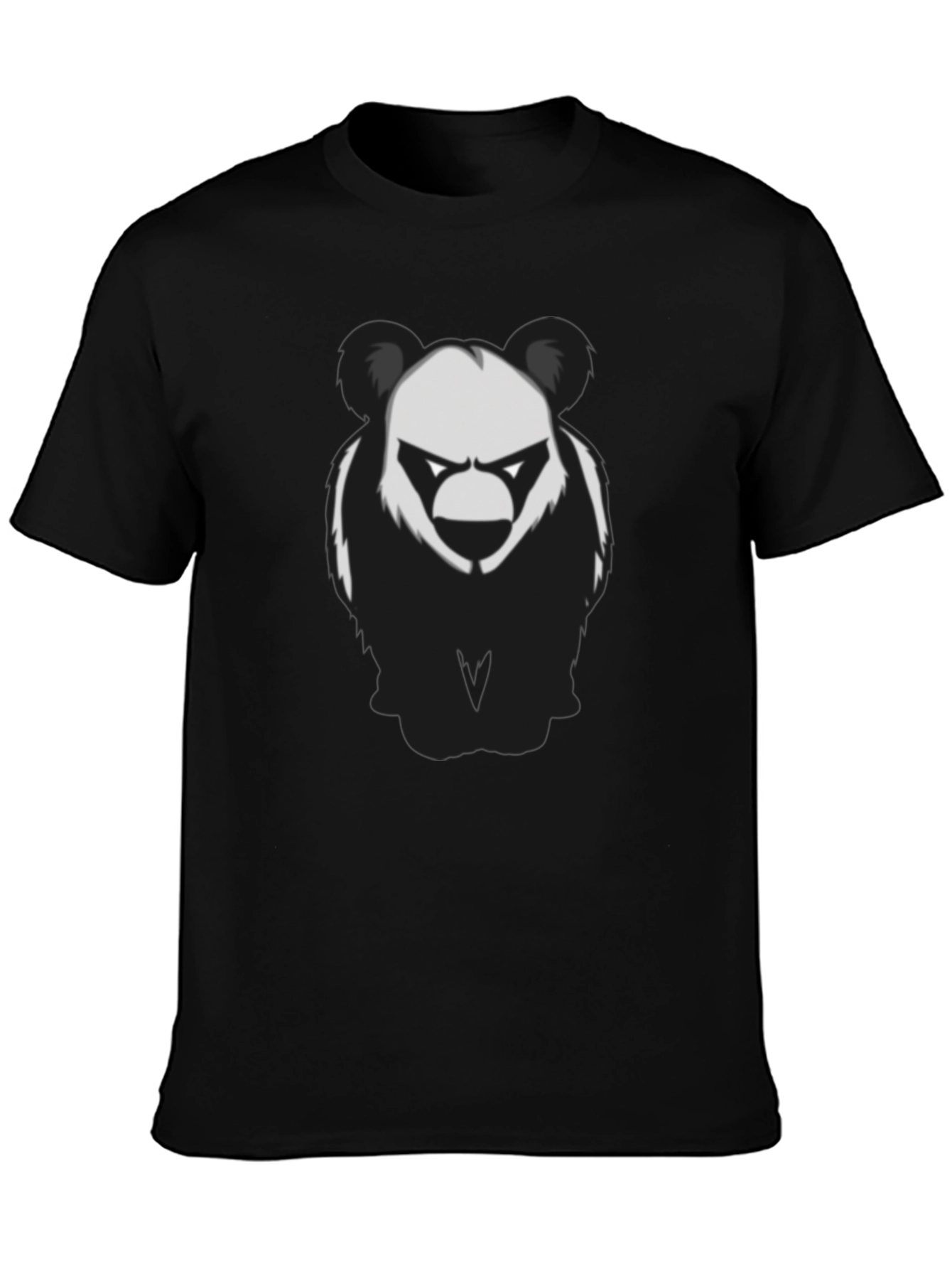 Mens Black T-Shirt with Graphic Panda Bear Design