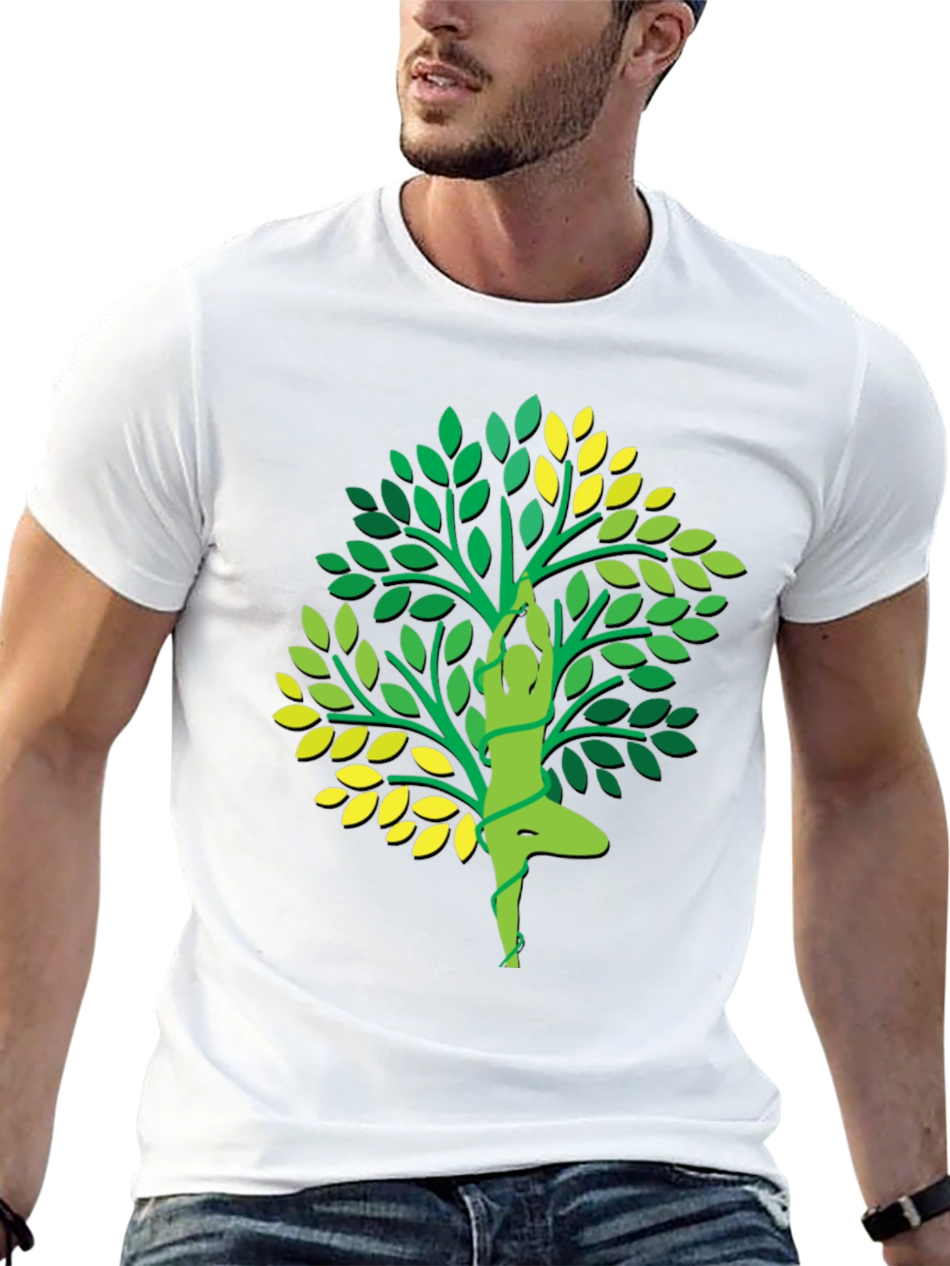 Yoga Tree Graphic Tee - Black Cotton T-Shirt