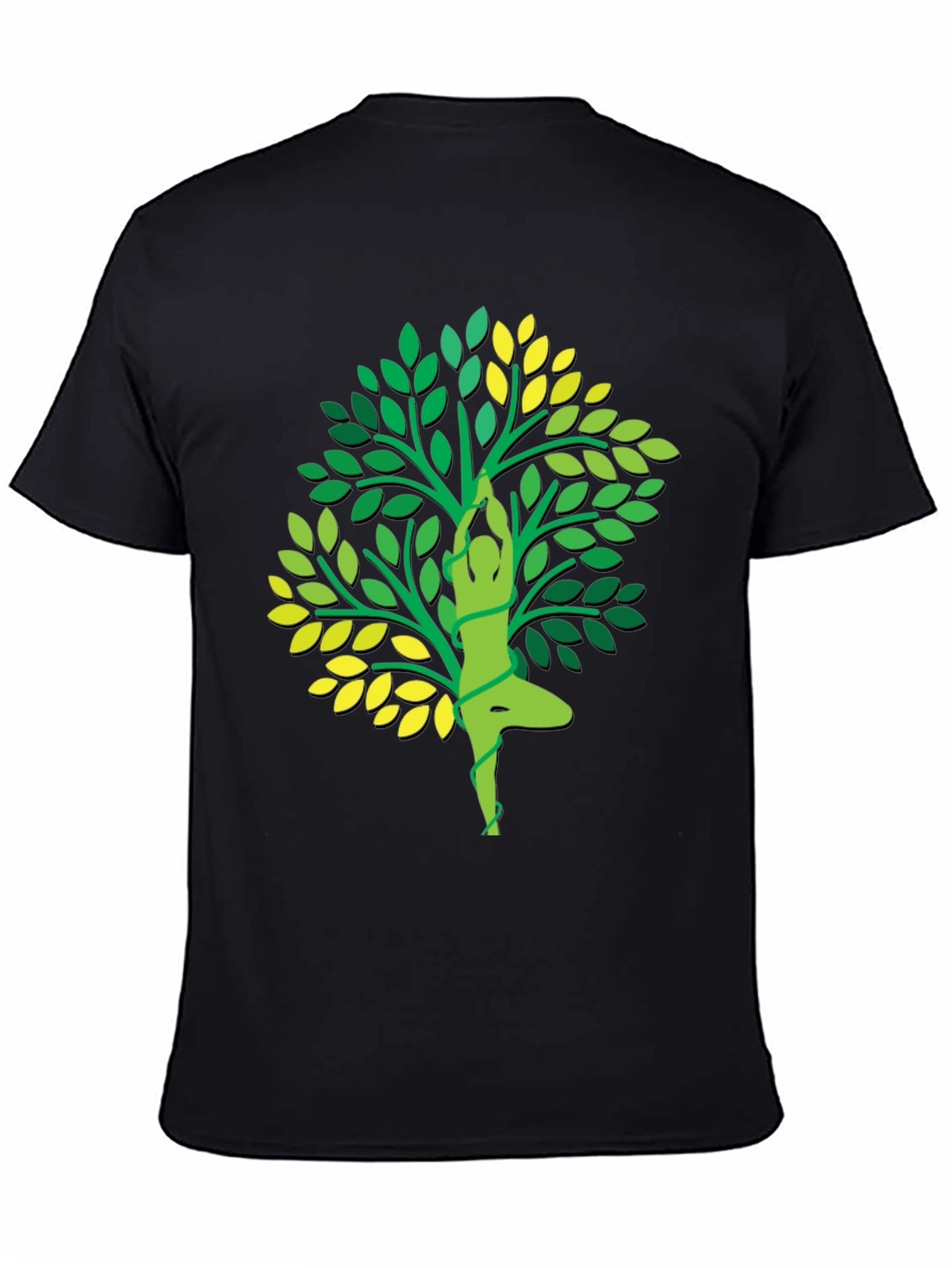 Yoga Tree Graphic Tee - Black Cotton T-Shirt
