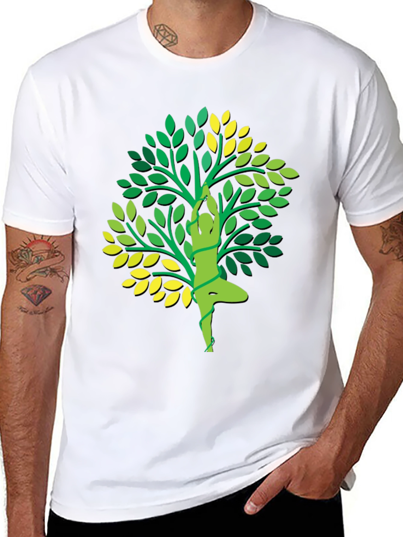 Yoga Tree Graphic Tee - Black Cotton T-Shirt