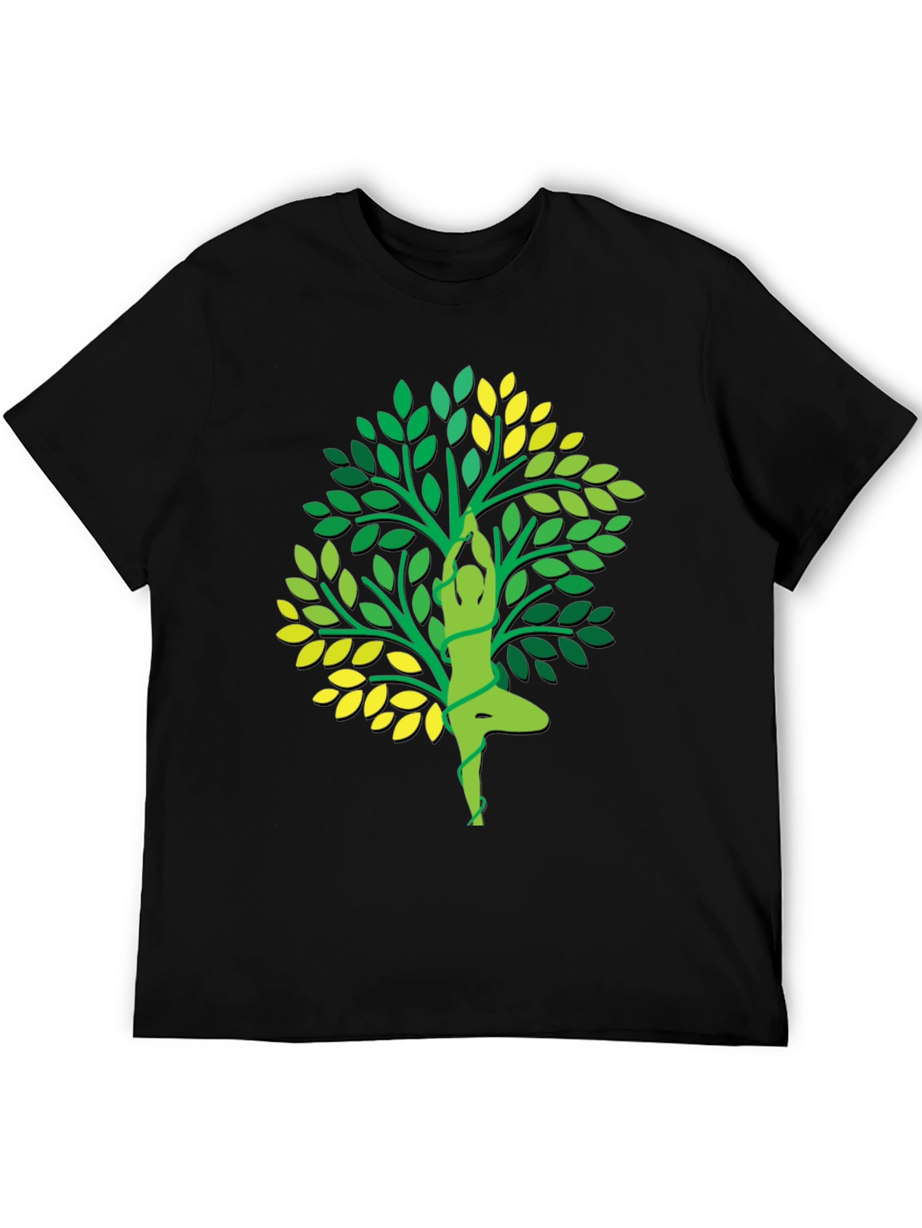 Yoga Tree Graphic Tee - Black Cotton T-Shirt