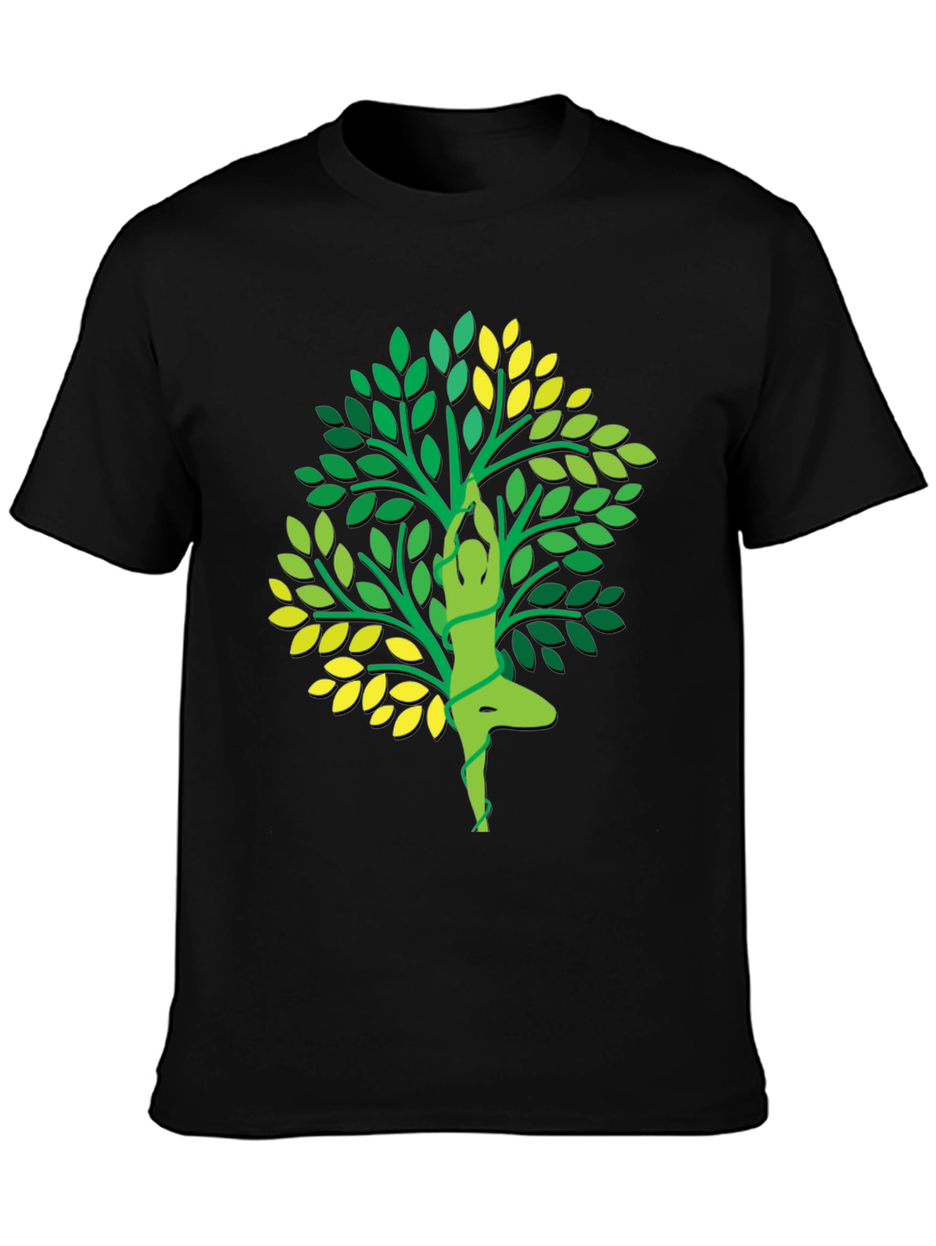 Yoga Tree Graphic Tee - Black Cotton T-Shirt