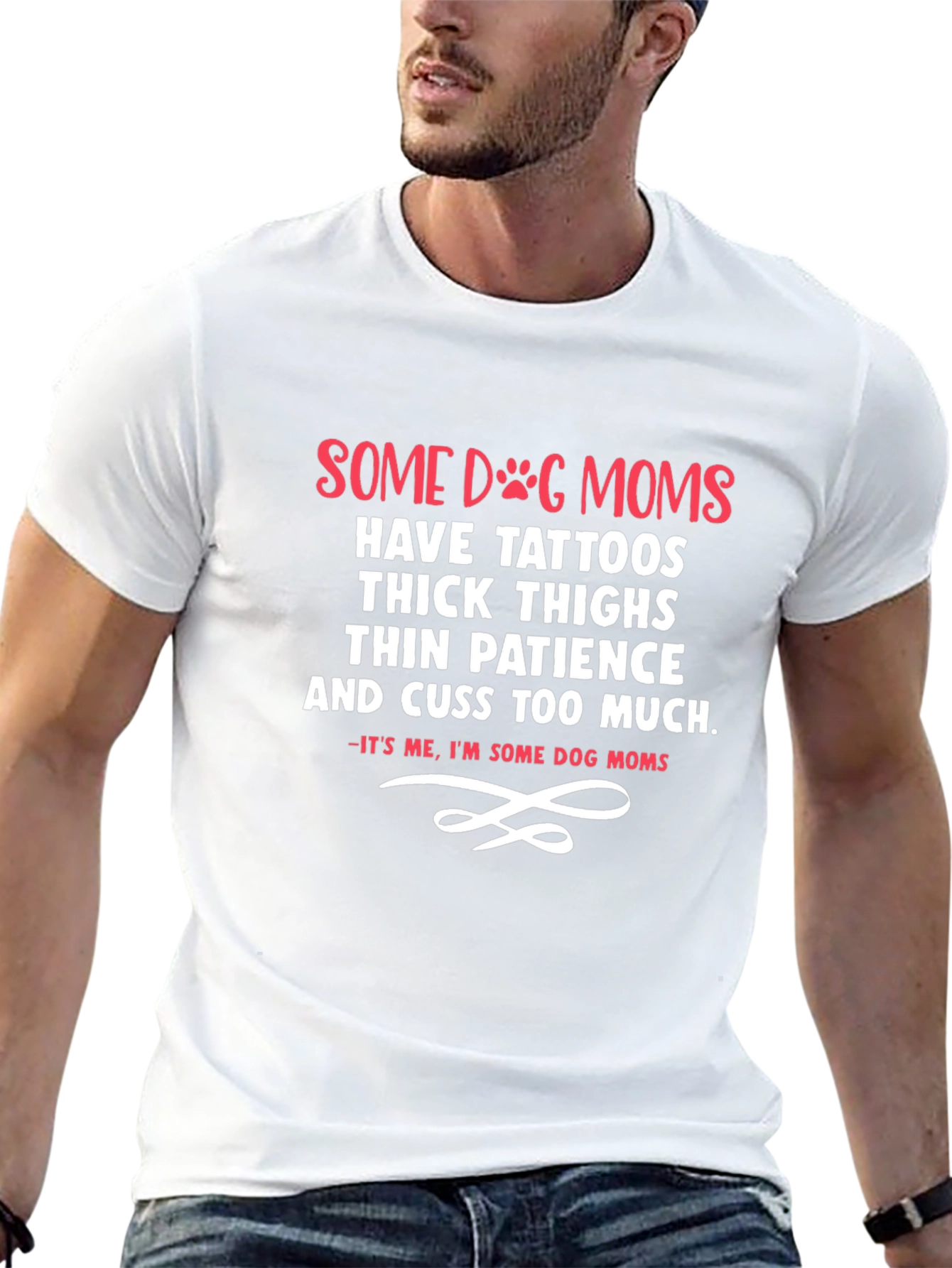 Funny Dog Mom Black Graphic T-Shirt – Bold Pink & White Print