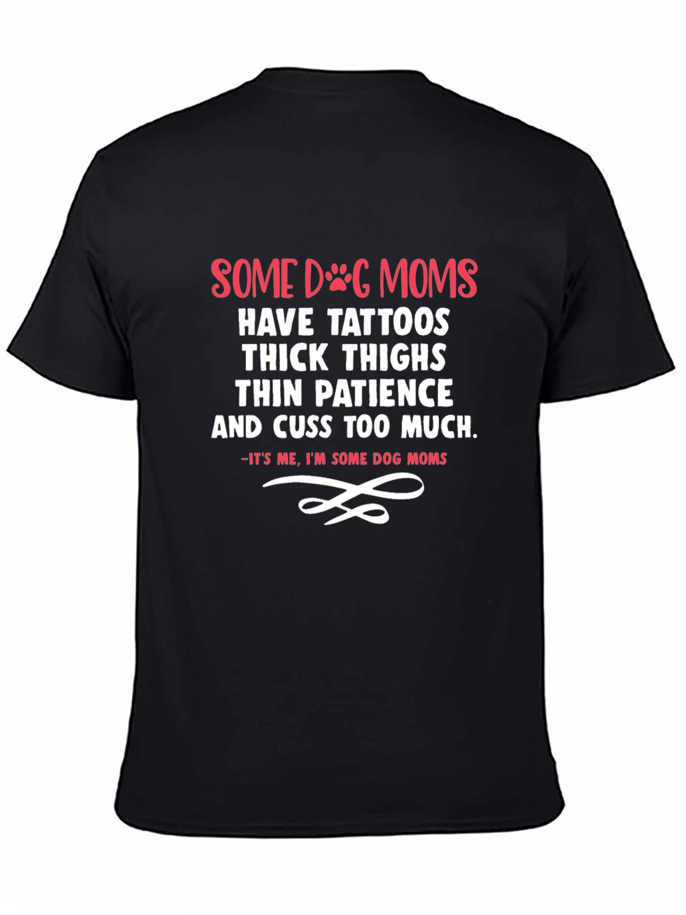 Funny Dog Mom Black Graphic T-Shirt – Bold Pink & White Print
