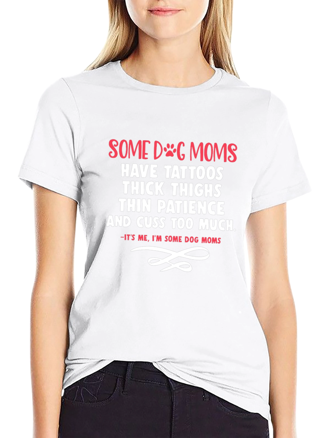 Funny Dog Mom Black Graphic T-Shirt – Bold Pink & White Print