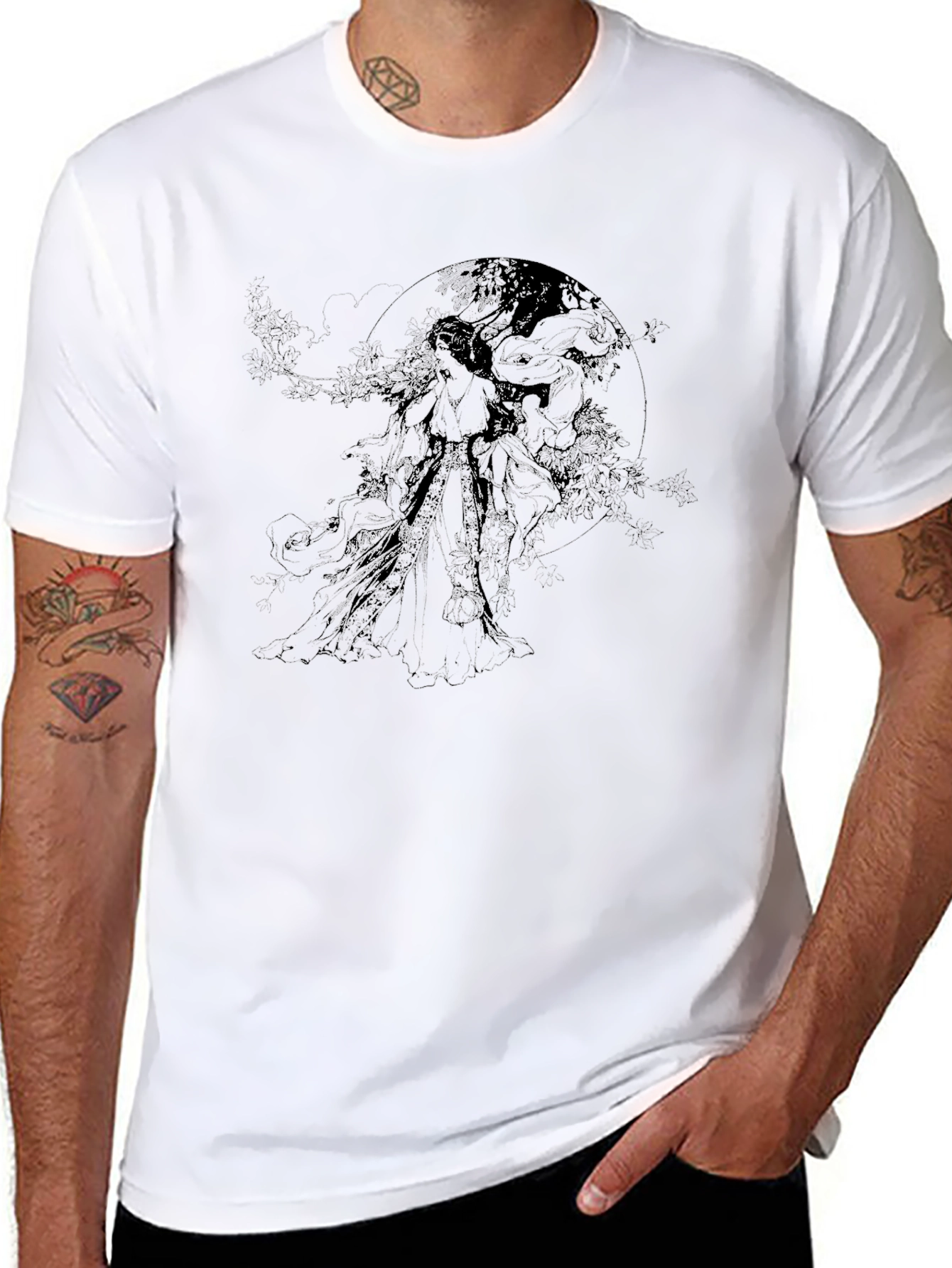Abstract Graphic Print Mens Black T-Shirt
