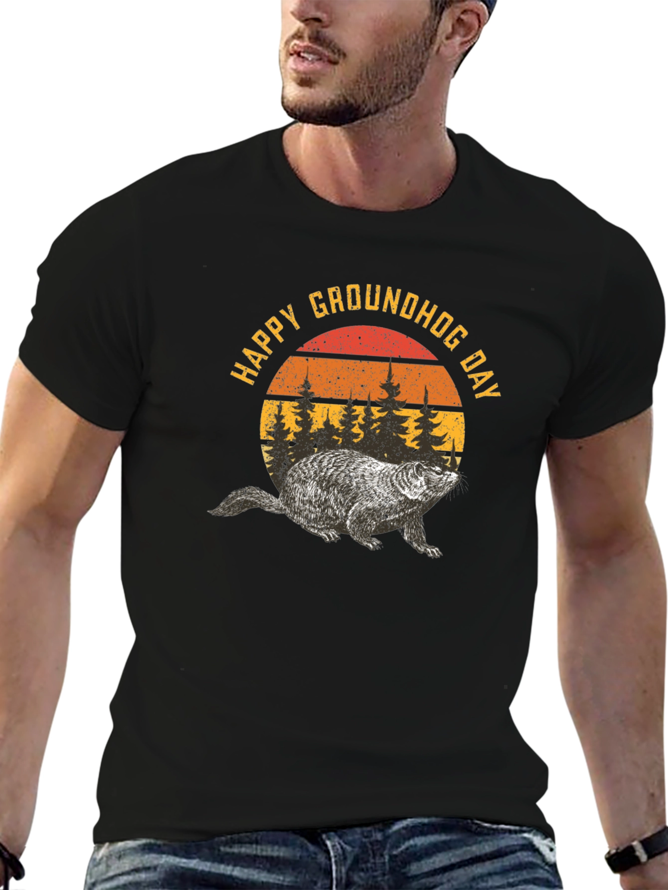 Happy Groundhog Day Retro Graphic T-Shirt